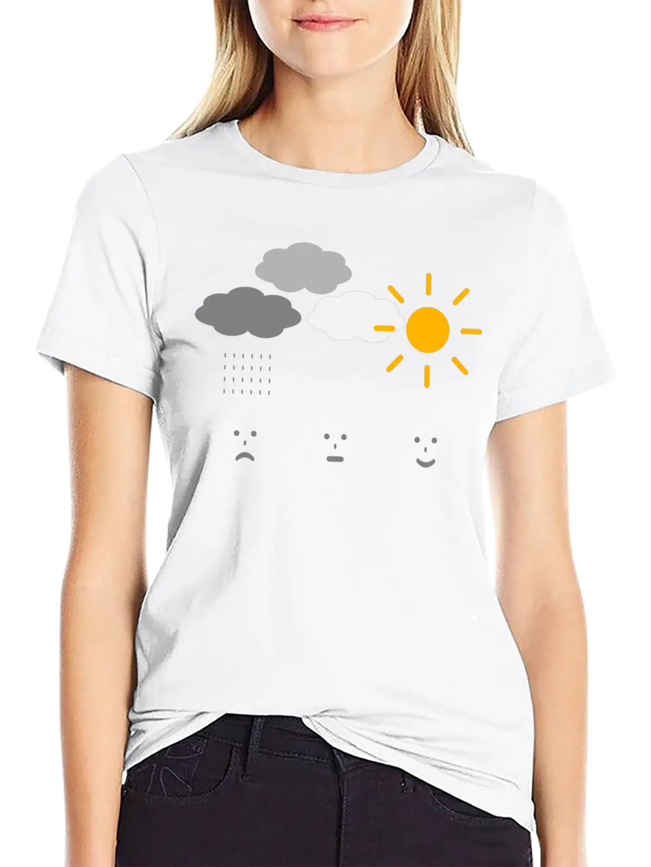 Weather Moods Feelings Rain Clouds Sunshine Faces Casual Graphic T-Shirt – Simple And Comfortable Daily Wear