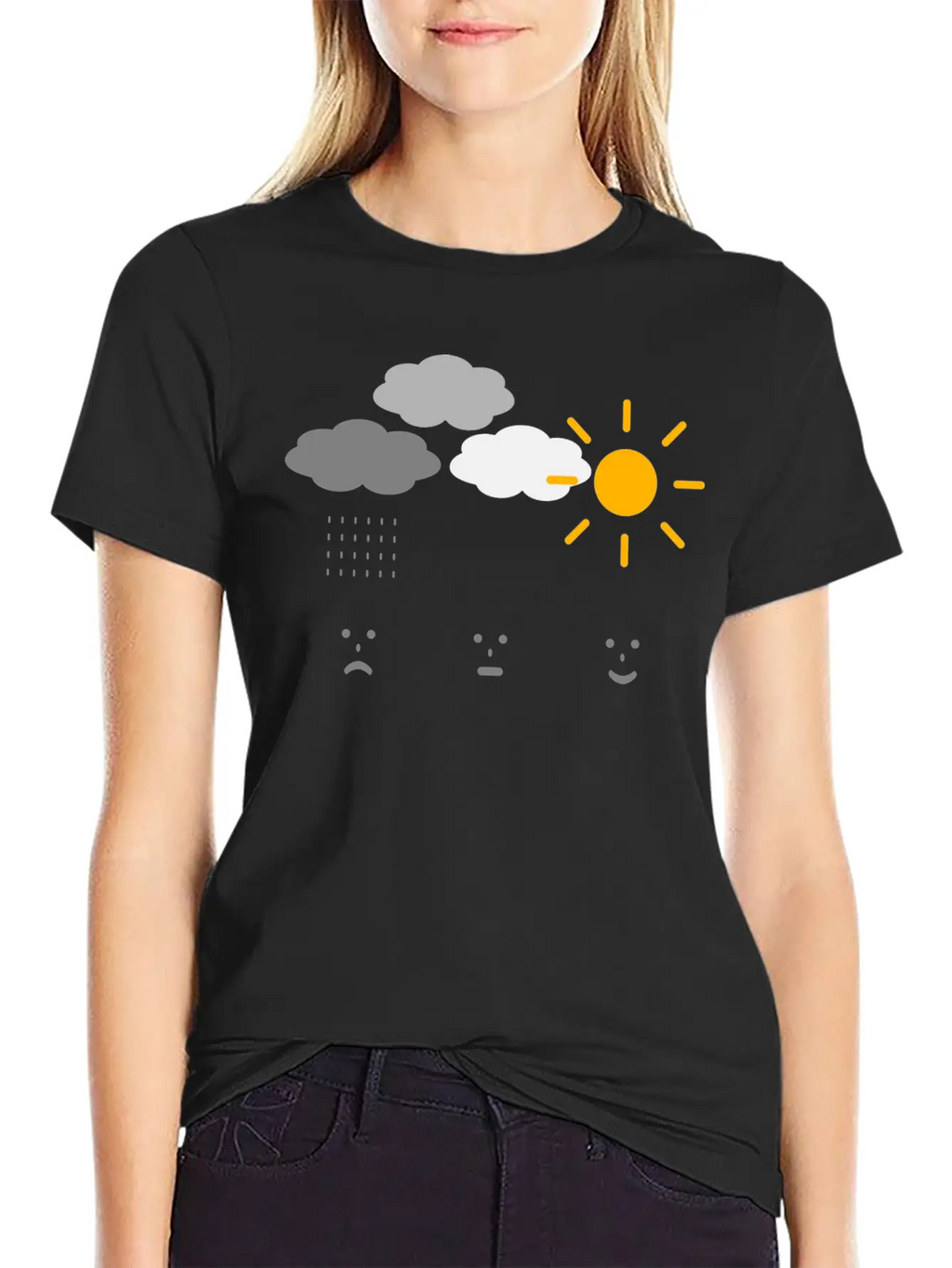 Weather Moods Feelings Rain Clouds Sunshine Faces Casual Graphic T-Shirt – Simple And Comfortable Daily Wear