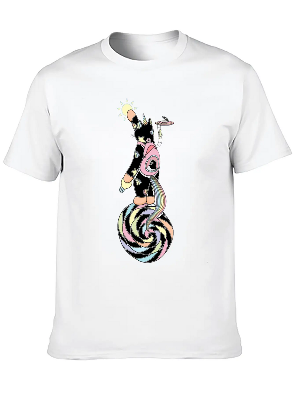 Weird Unicorn Cat Busy Maintaining The Universe Casual Graphic T-Shirt – Simple And Comfortable Daily Wear