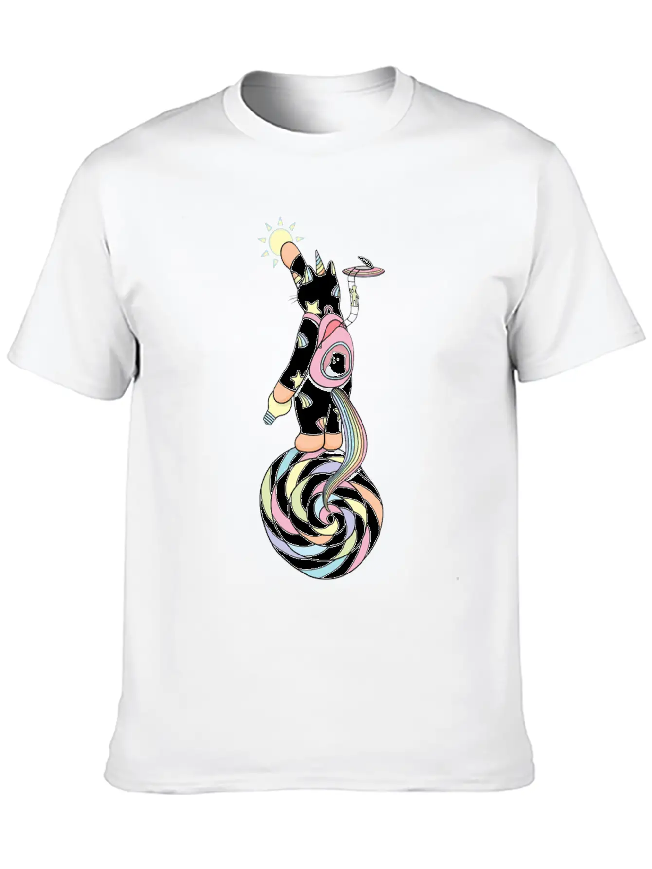 Weird Unicorn Cat Busy Maintaining The Universe Casual Graphic T-Shirt – Simple And Comfortable Daily Wear