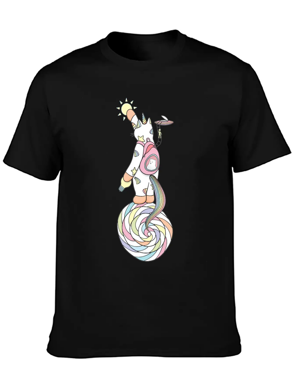 Weird Unicorn Cat Busy Maintaining The Universe Casual Graphic T-Shirt – Simple And Comfortable Daily Wear