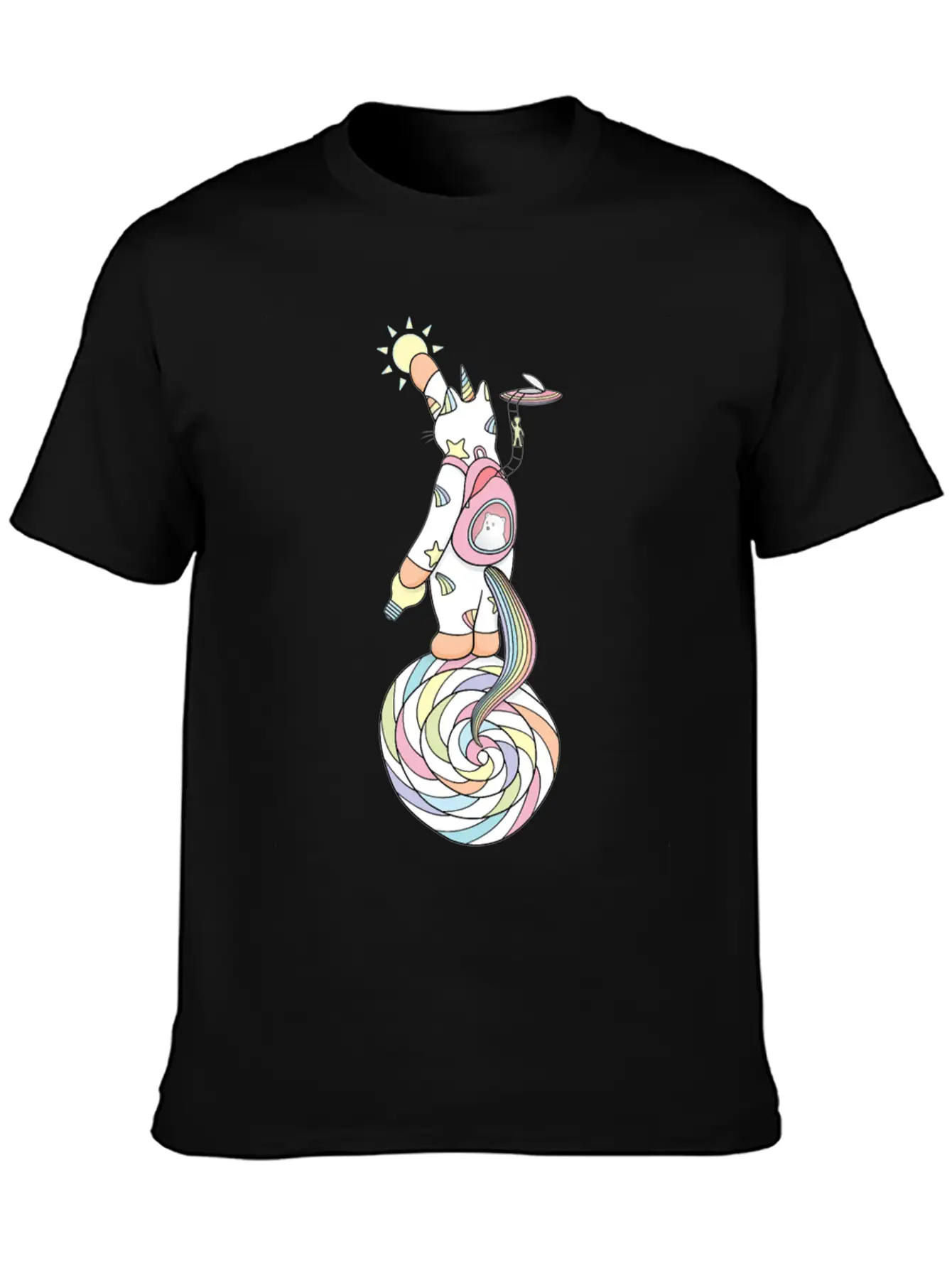 Weird Unicorn Cat Busy Maintaining The Universe Casual Graphic T-Shirt – Simple And Comfortable Daily Wear
