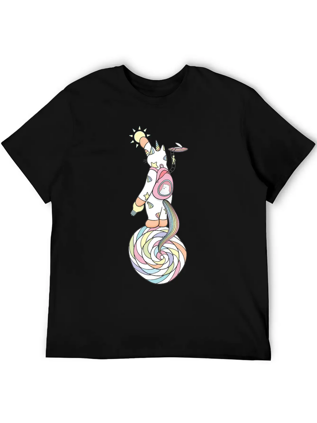 Weird Unicorn Cat Busy Maintaining The Universe Casual Graphic T-Shirt – Simple And Comfortable Daily Wear