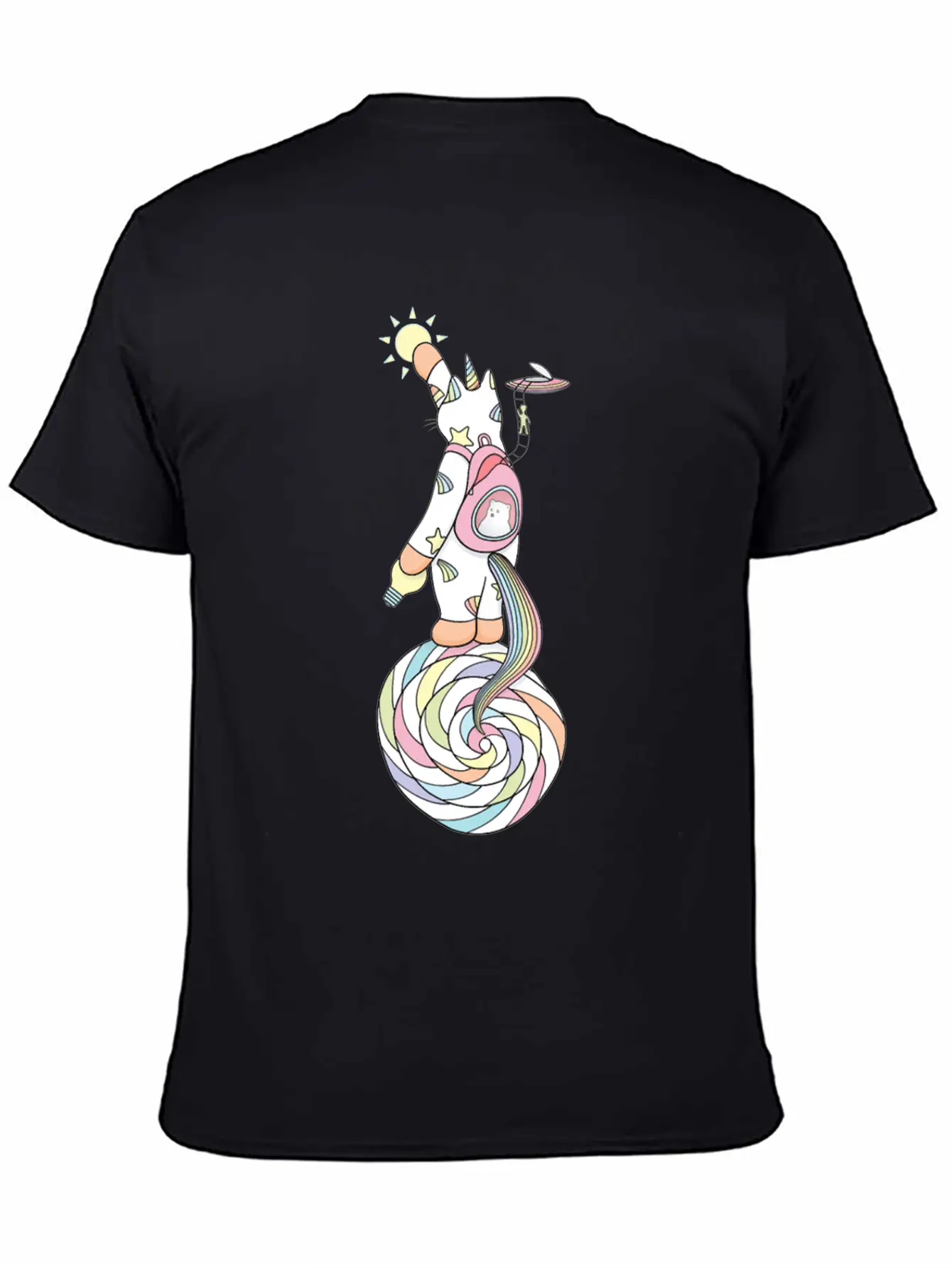 Weird Unicorn Cat Busy Maintaining The Universe Casual Graphic T-Shirt – Simple And Comfortable Daily Wear