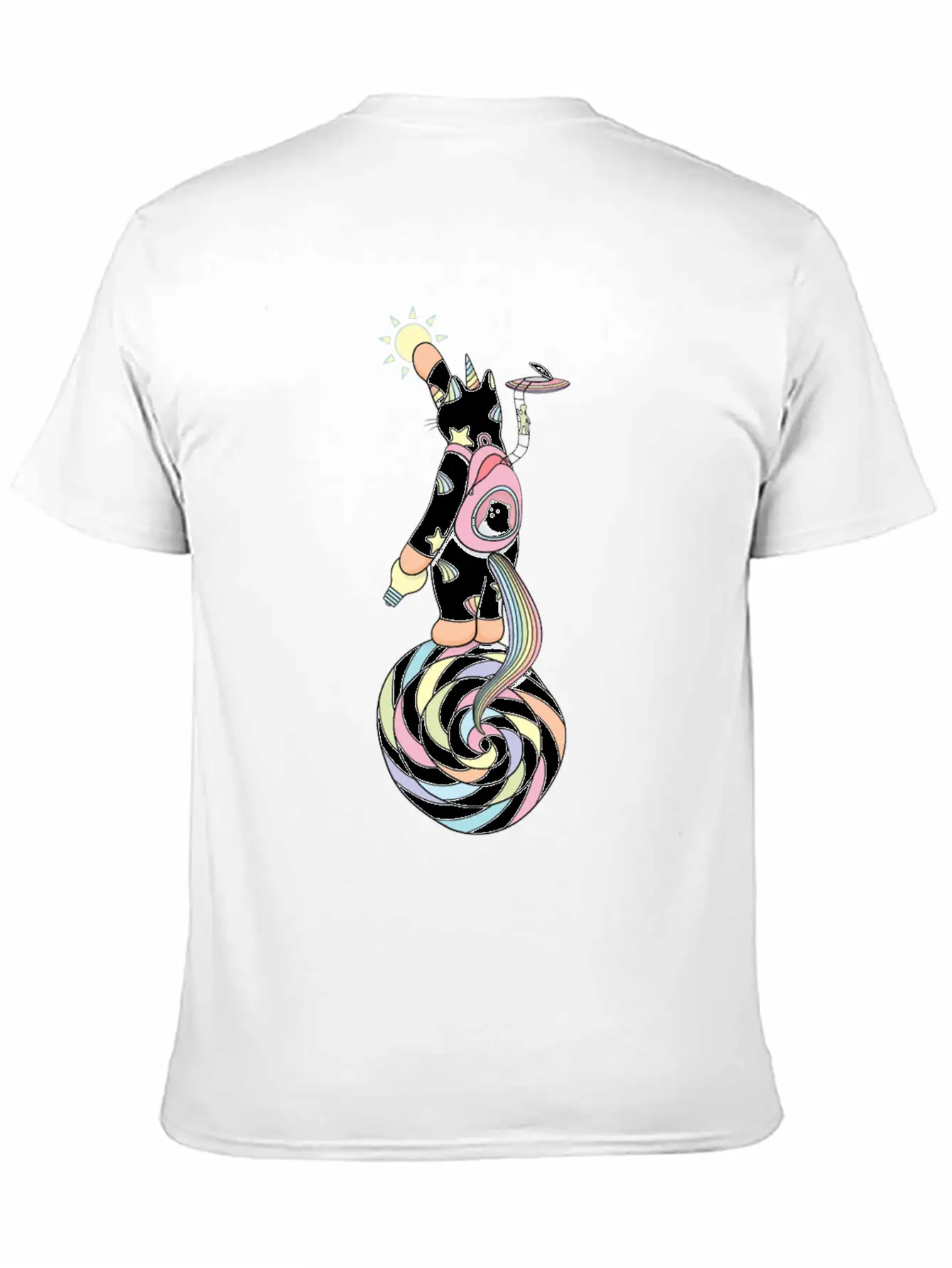 Weird Unicorn Cat Busy Maintaining The Universe Casual Graphic T-Shirt – Simple And Comfortable Daily Wear