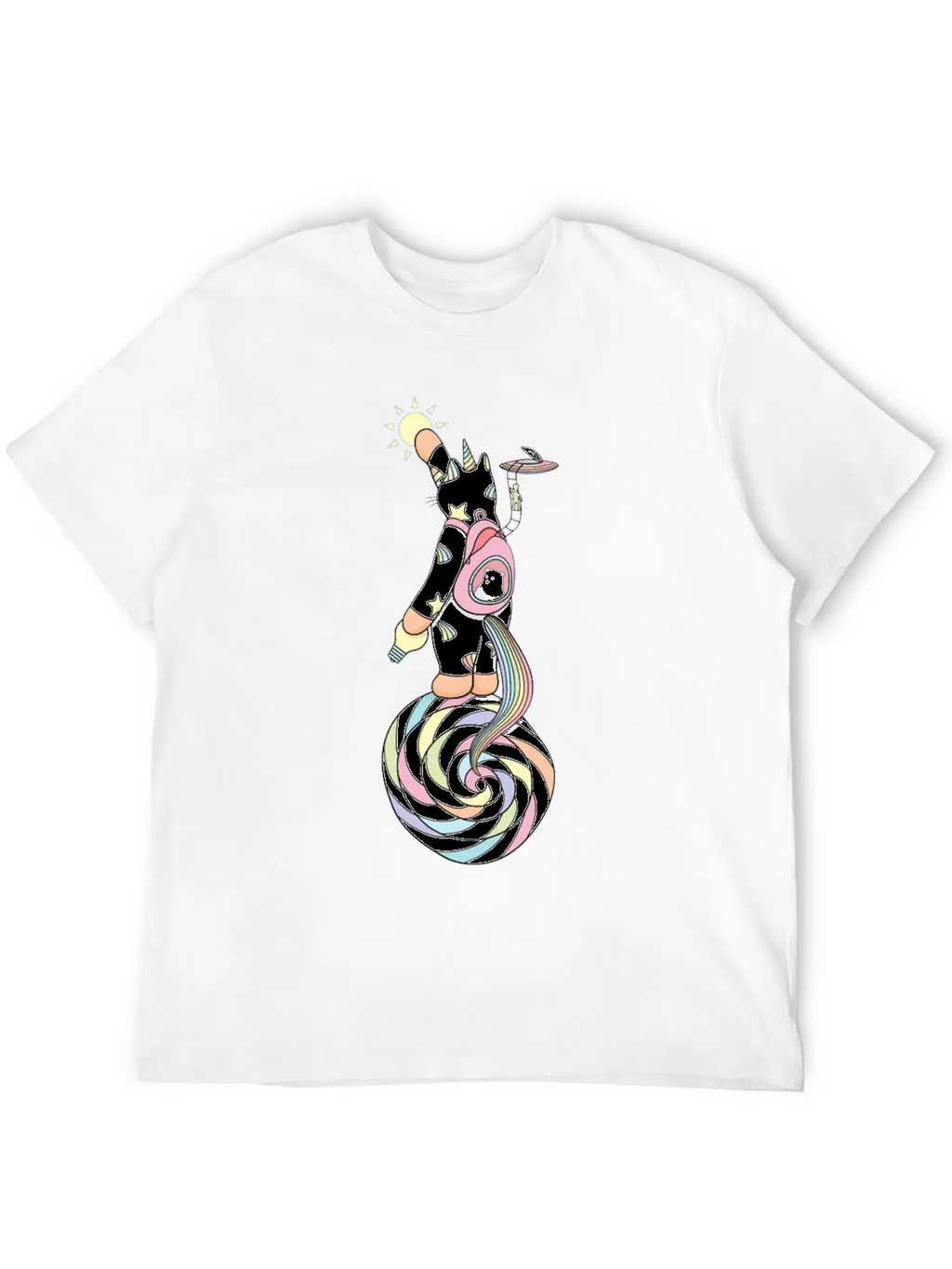 Weird Unicorn Cat Busy Maintaining The Universe Casual Graphic T-Shirt – Simple And Comfortable Daily Wear