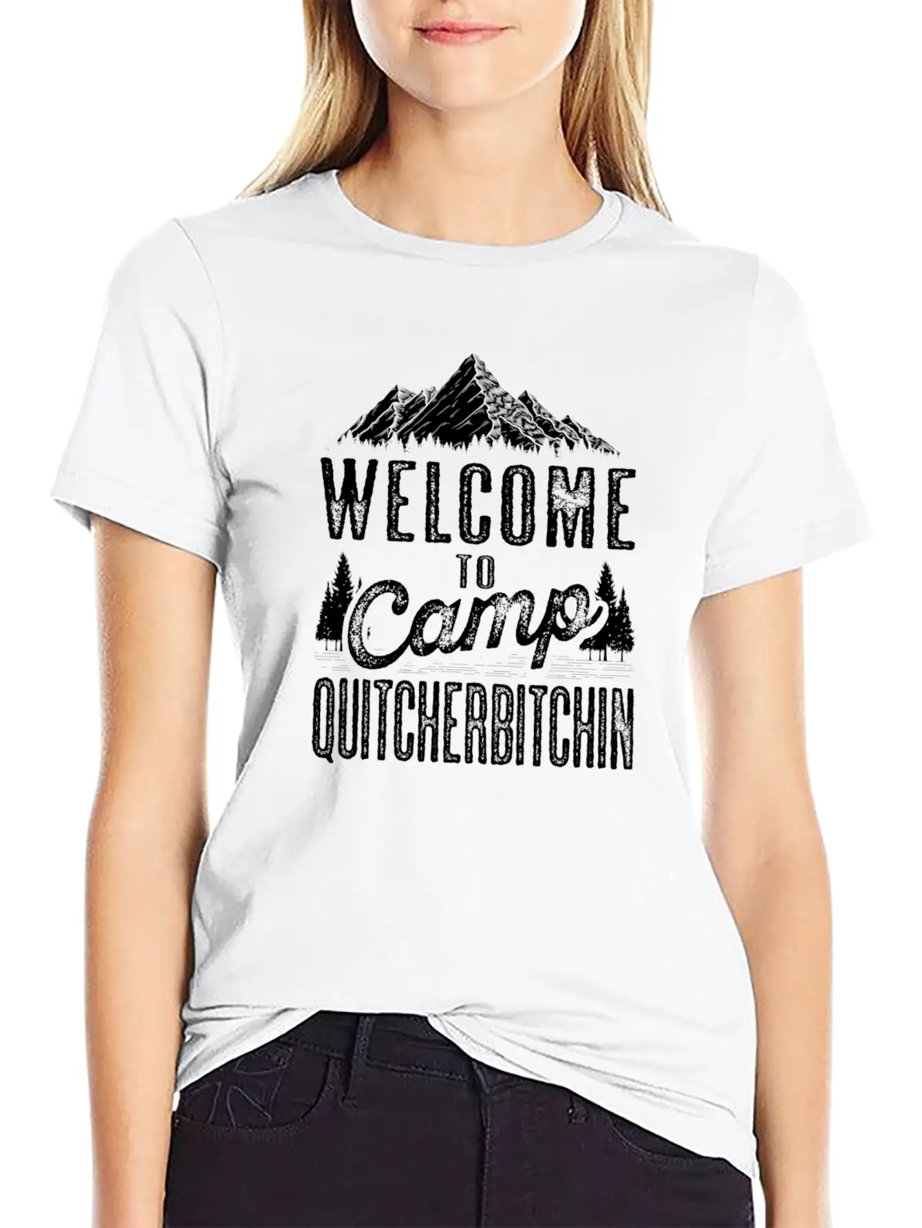Welcome To Camp Quitcherbitchin Sarcastic Camping Essential Cotton Tee For Daily Outfits – Unisex Style