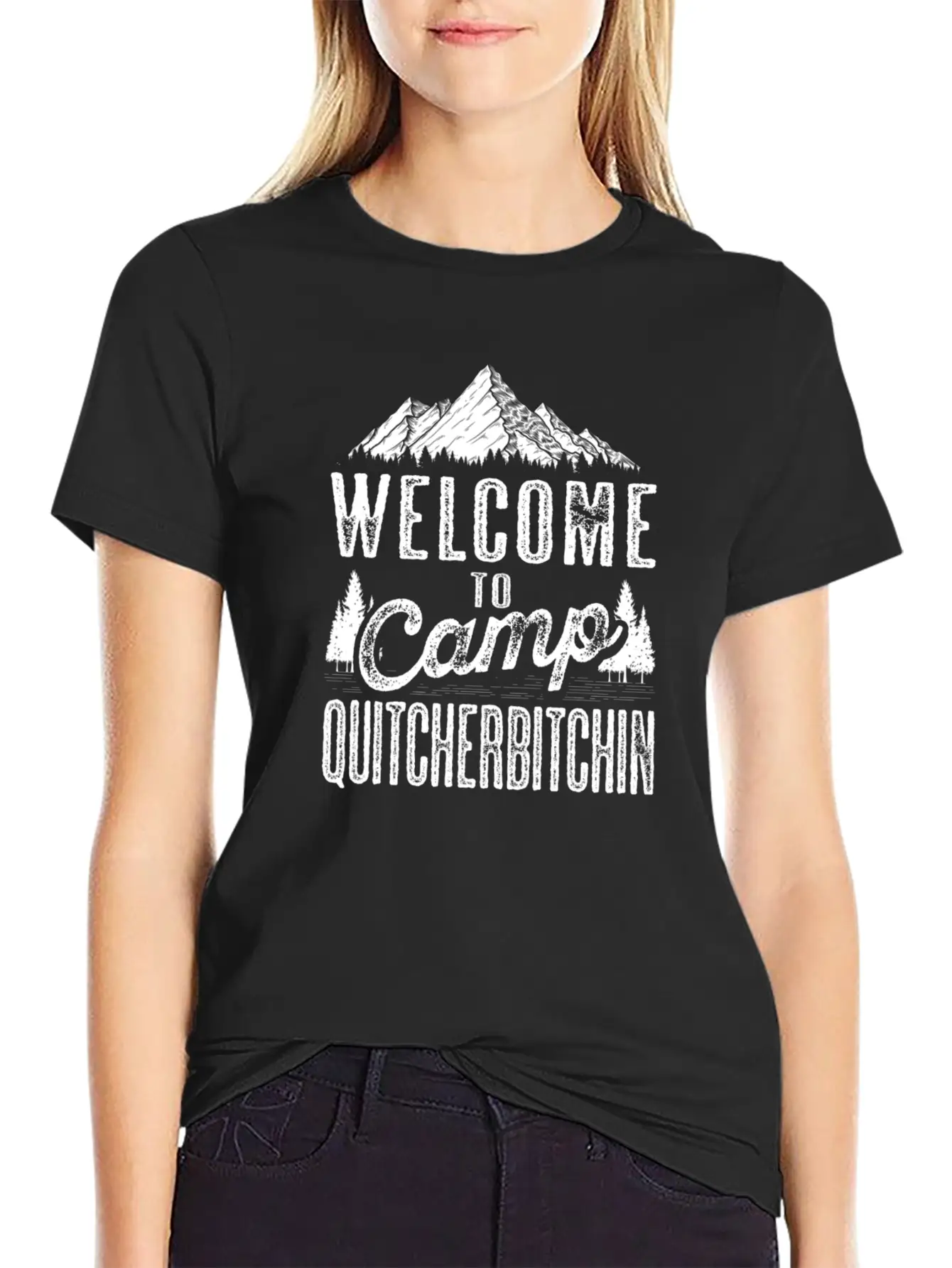Welcome To Camp Quitcherbitchin Sarcastic Camping Essential Cotton Tee For Daily Outfits – Unisex Style