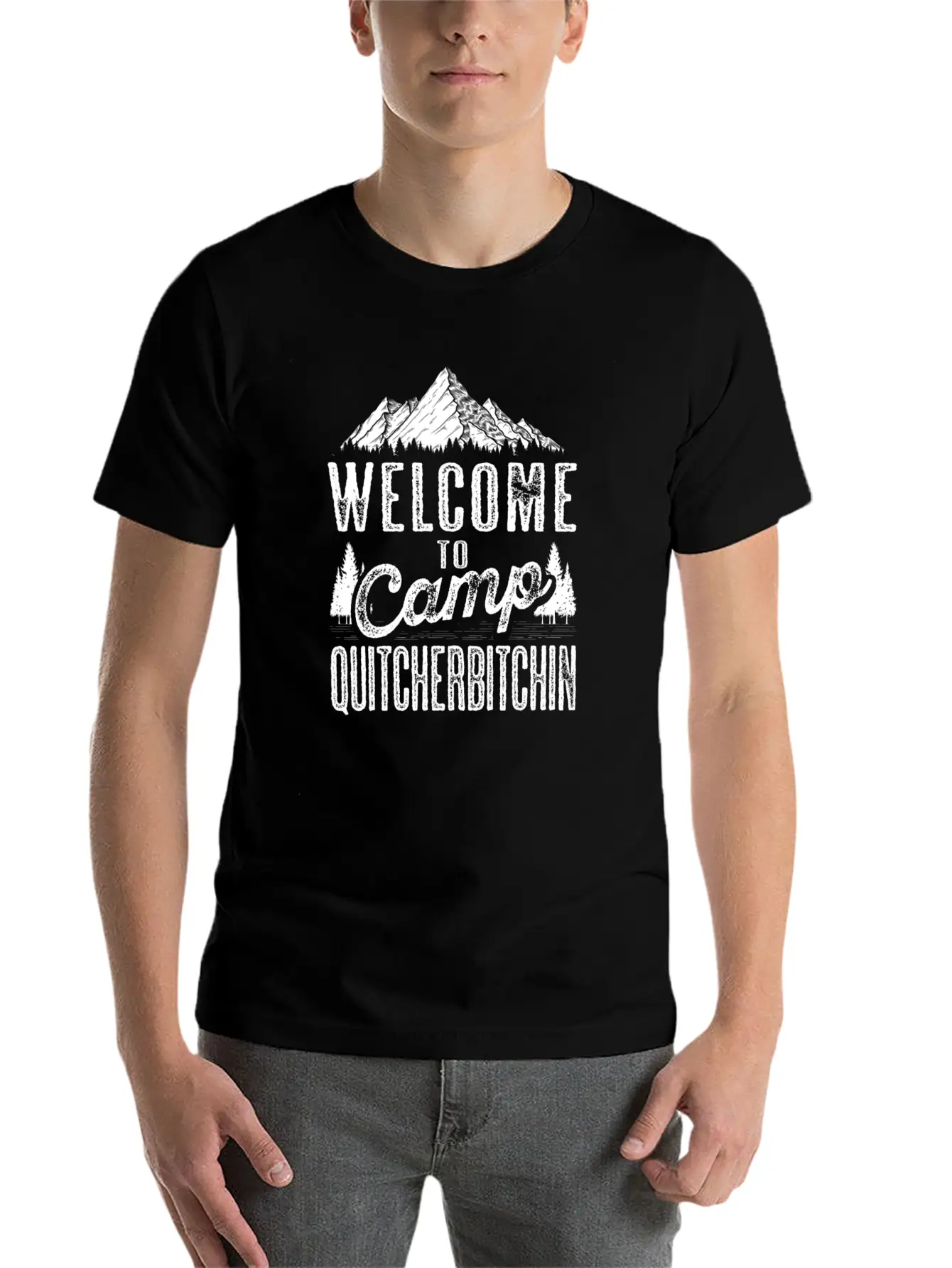 Welcome To Camp Quitcherbitchin Sarcastic Camping Essential Cotton Tee For Daily Outfits – Unisex Style
