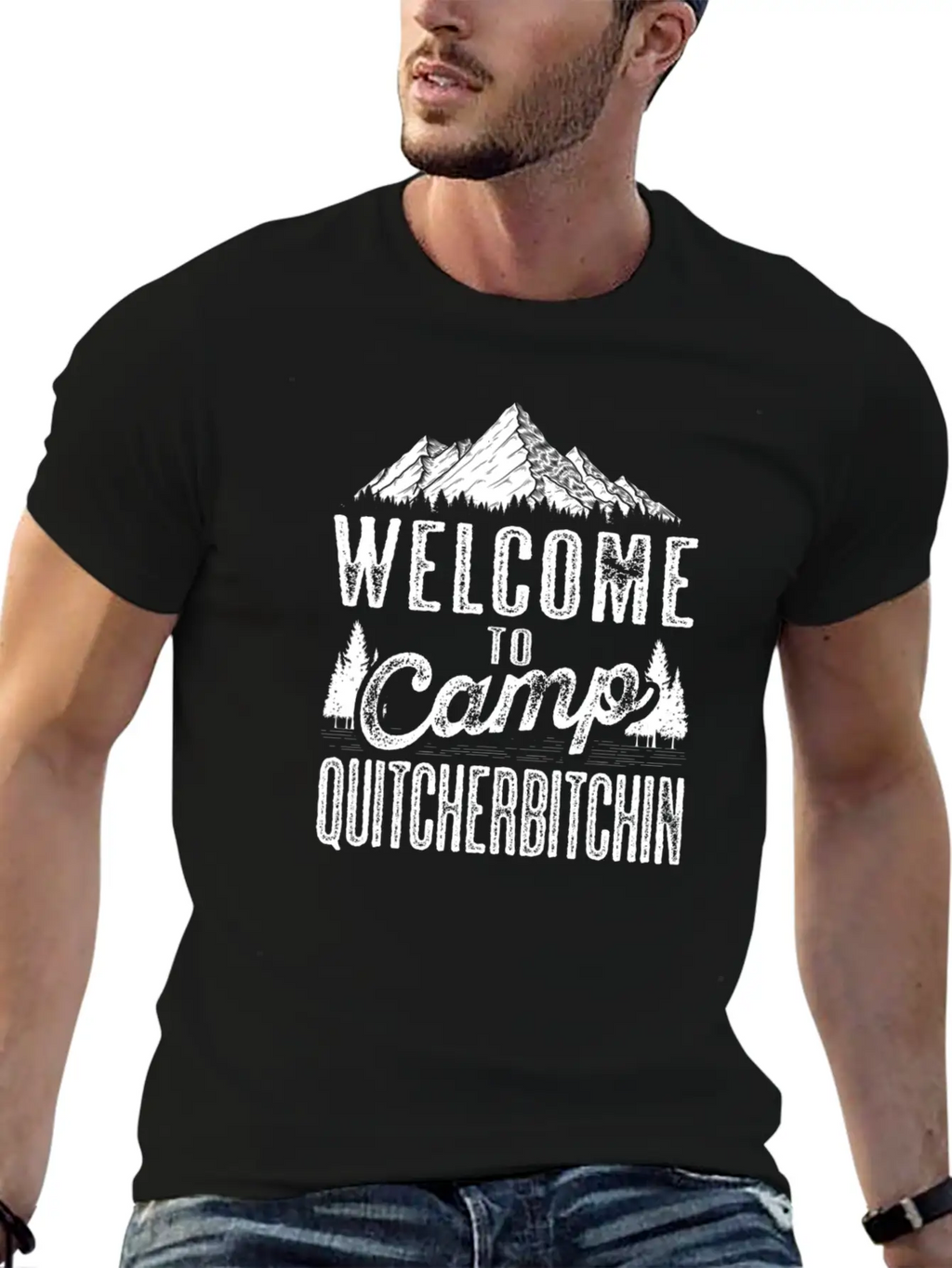 Welcome To Camp Quitcherbitchin Sarcastic Camping Essential Cotton Tee For Daily Outfits – Unisex Style