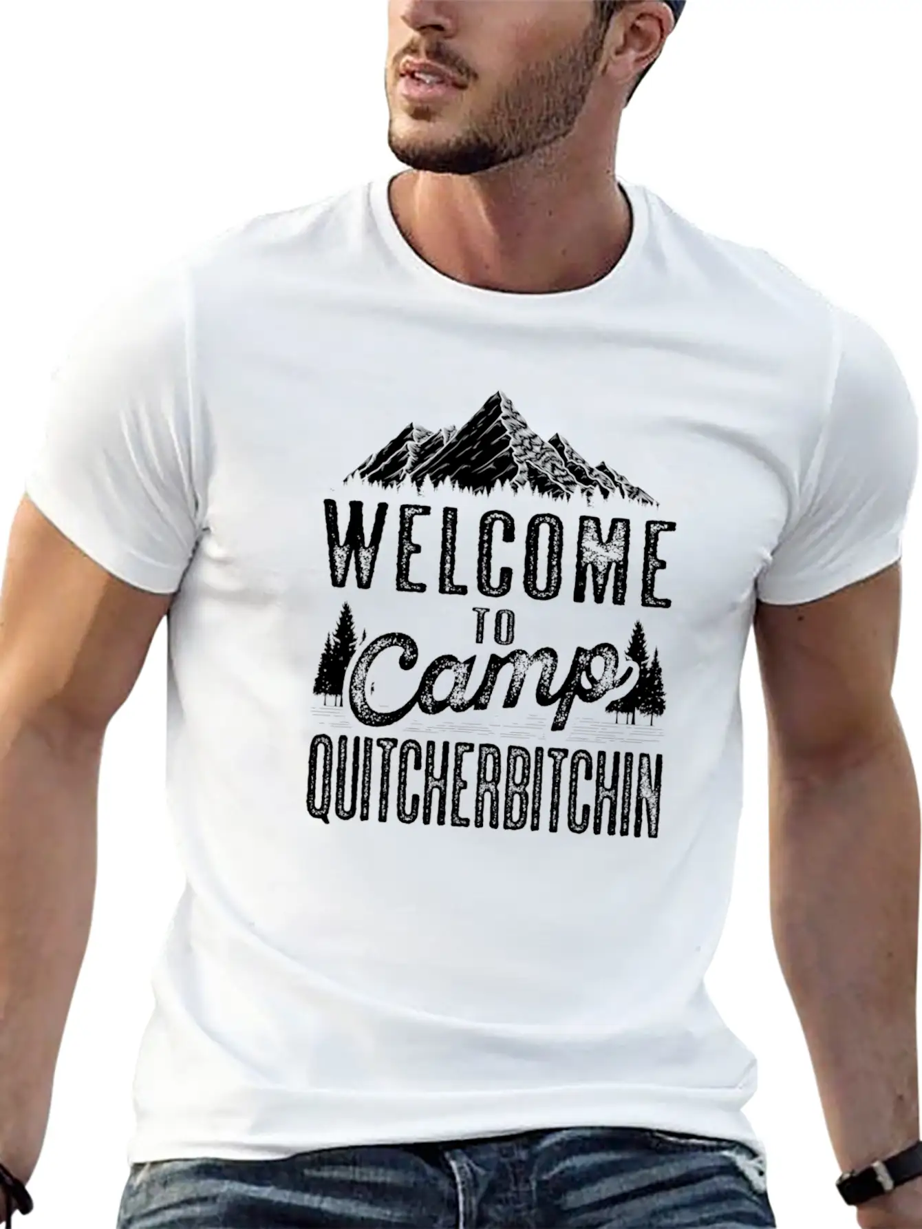Welcome To Camp Quitcherbitchin Sarcastic Camping Essential Cotton Tee For Daily Outfits – Unisex Style
