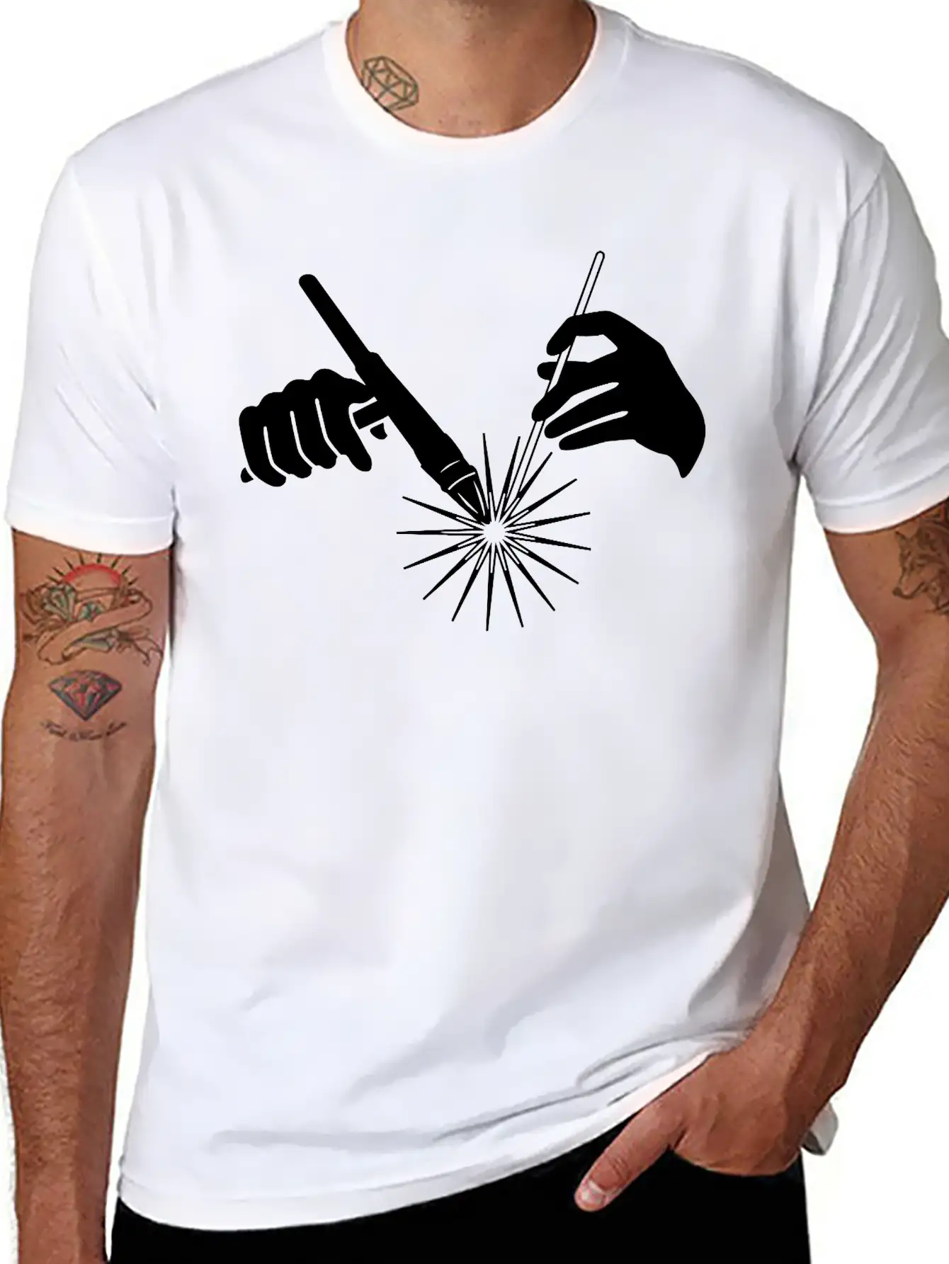 Welder Hands Welding Metal Essential Cotton Tee For Daily Outfits – Unisex Style