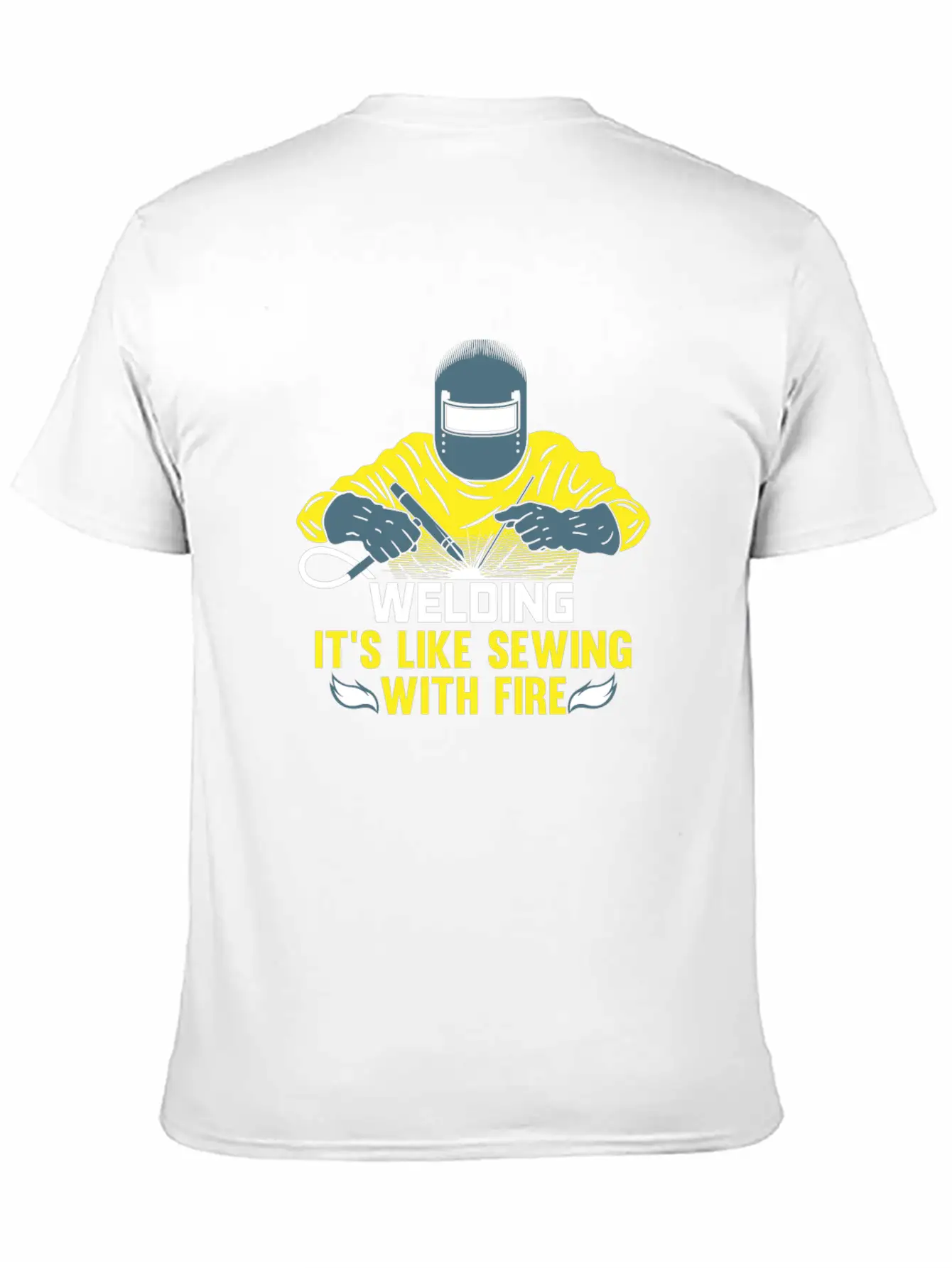 Welding Is Like Sewing With Fire / Welder Flames Stylish Everyday T-Shirt – Unisex Basic Cotton Tee