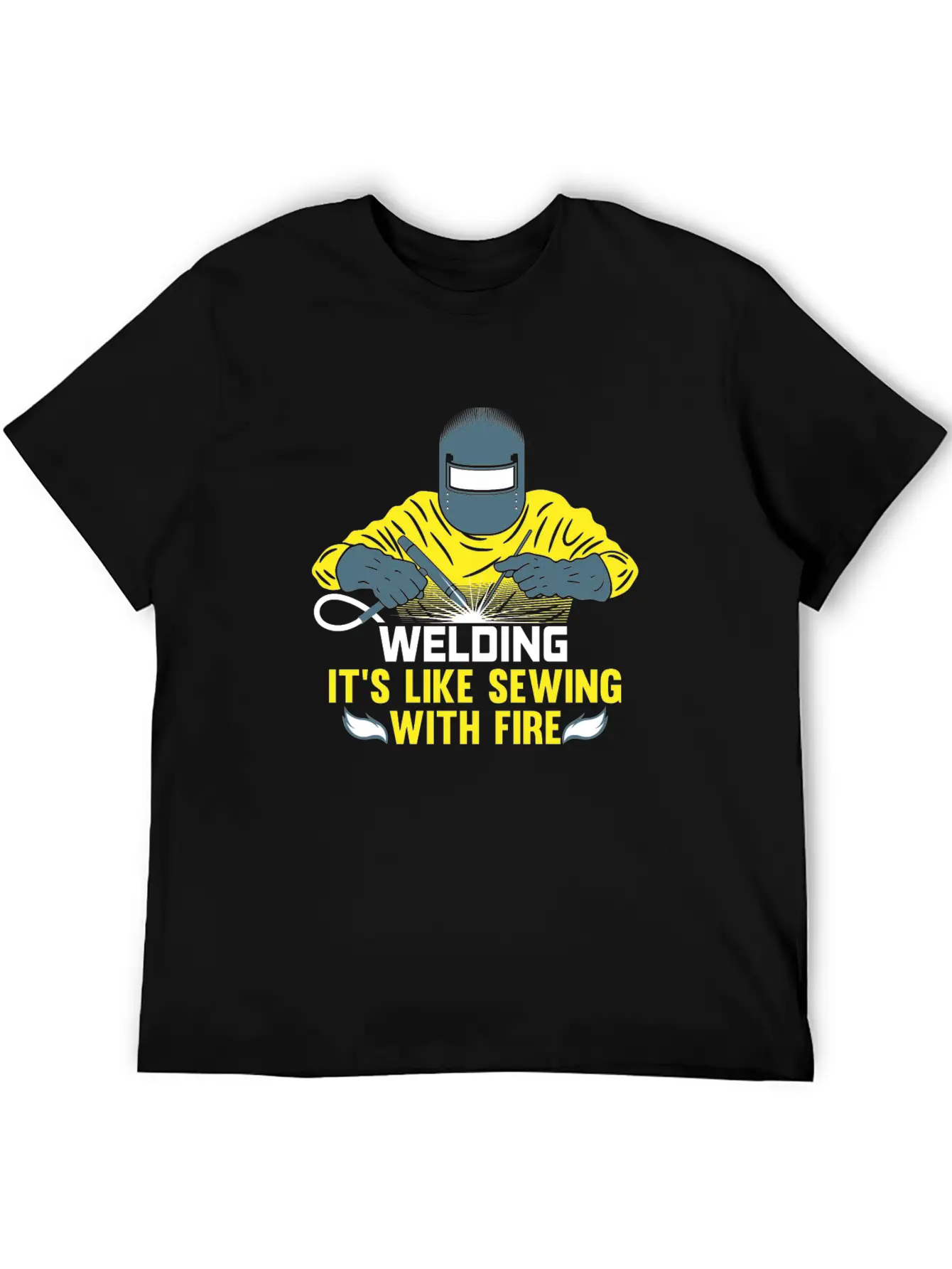 Welding Is Like Sewing With Fire / Welder Flames Stylish Everyday T-Shirt – Unisex Basic Cotton Tee