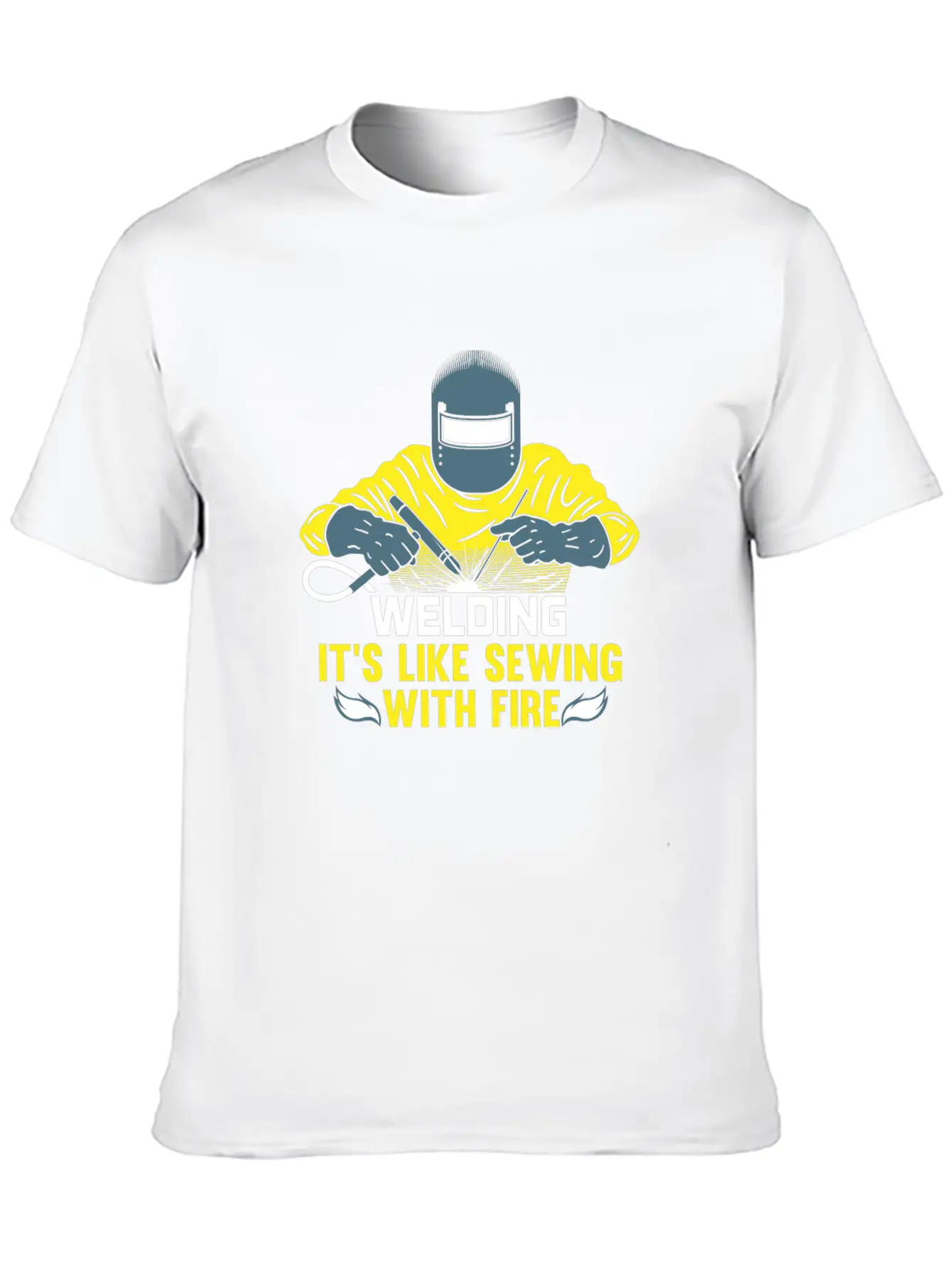 Welding Is Like Sewing With Fire / Welder Flames Stylish Everyday T-Shirt – Unisex Basic Cotton Tee