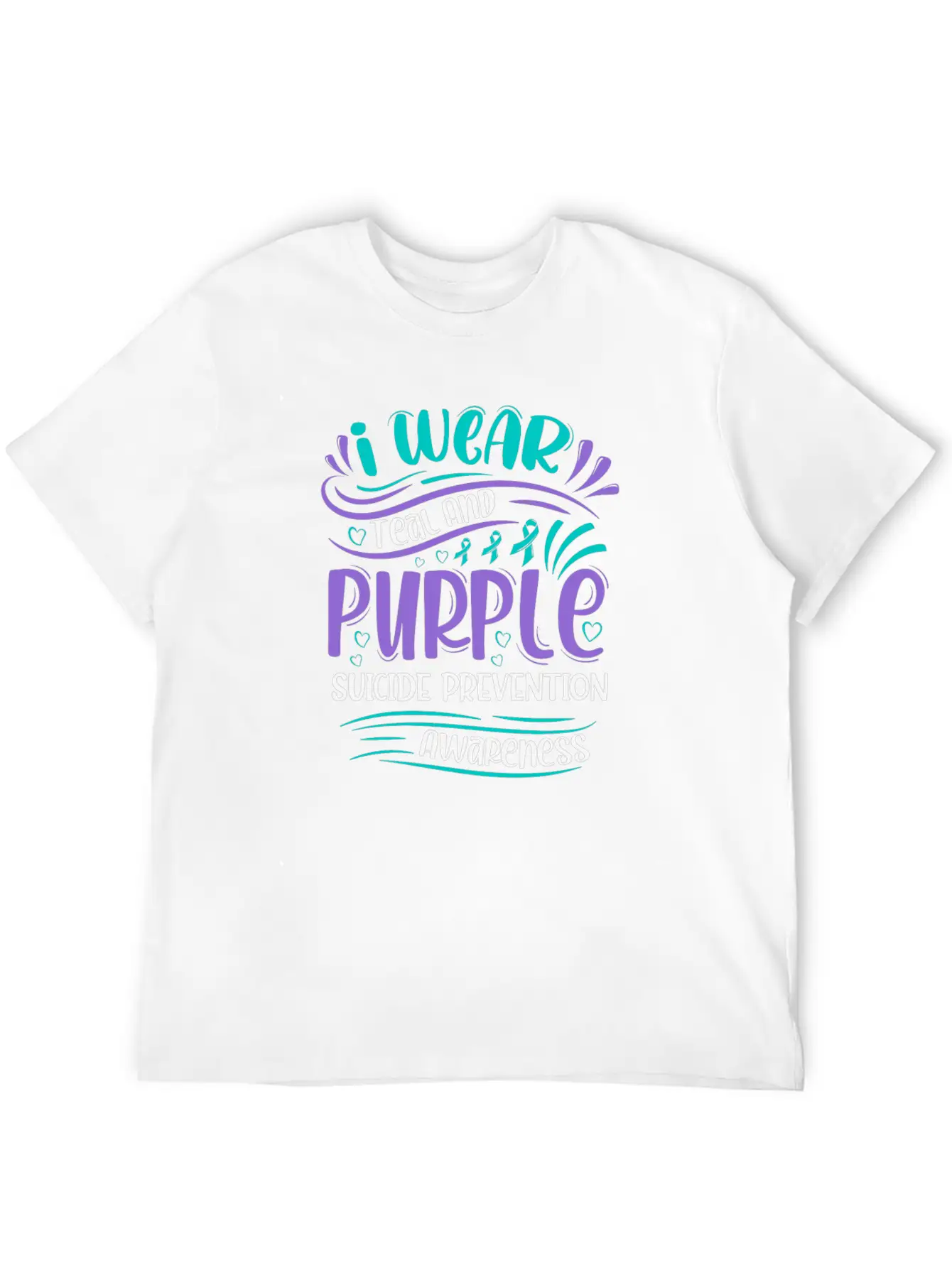 Wellness Collection - I Wear Purple & Teal Stylish Everyday T-Shirt – Unisex Basic Cotton Tee