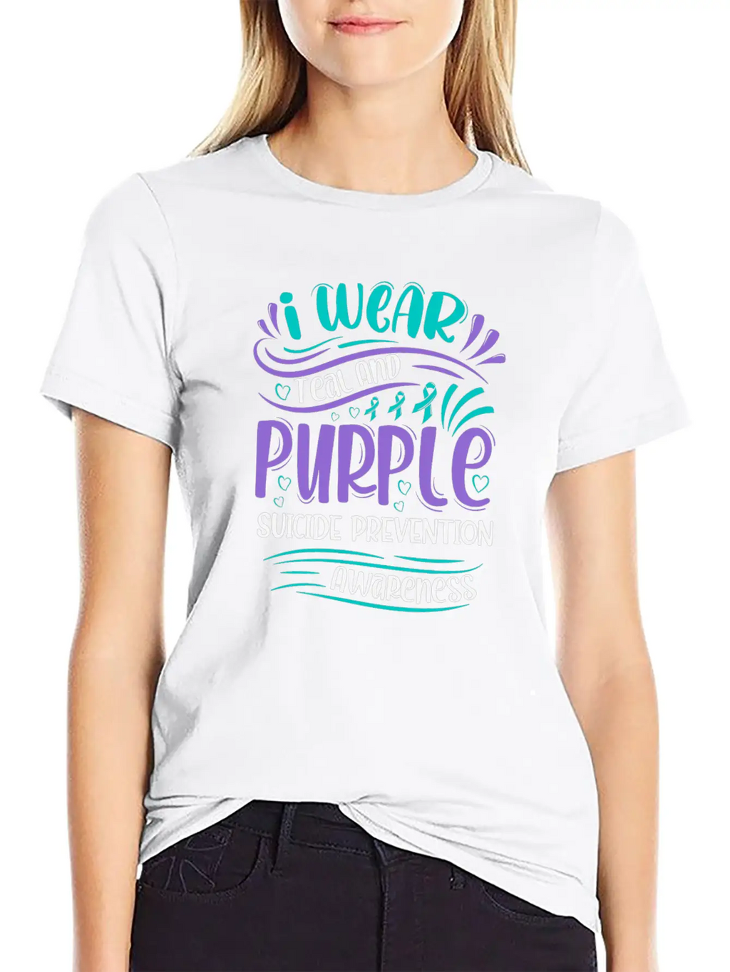Wellness Collection - I Wear Purple & Teal Stylish Everyday T-Shirt – Unisex Basic Cotton Tee
