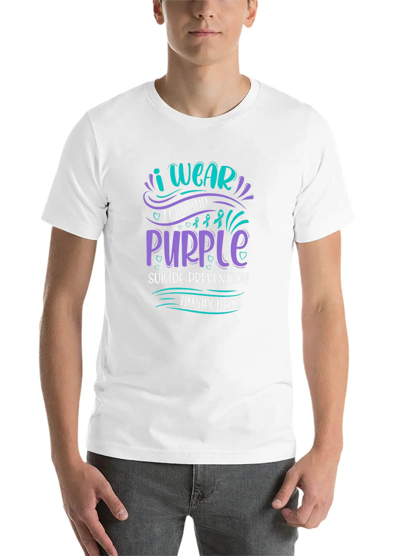 Wellness Collection - I Wear Purple & Teal Stylish Everyday T-Shirt – Unisex Basic Cotton Tee