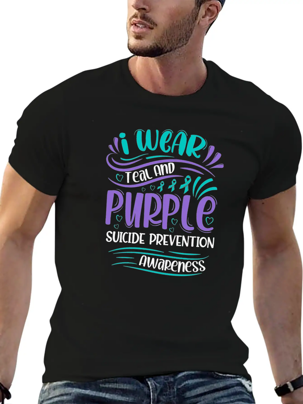 Wellness Collection - I Wear Purple & Teal Stylish Everyday T-Shirt – Unisex Basic Cotton Tee