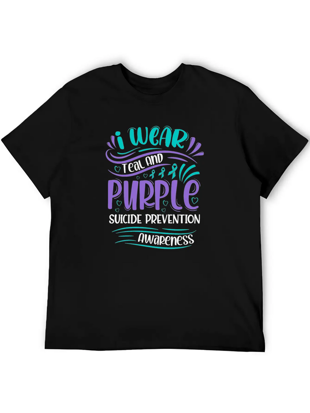 Wellness Collection - I Wear Purple & Teal Stylish Everyday T-Shirt – Unisex Basic Cotton Tee