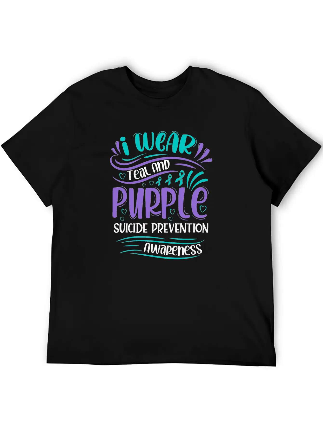 Wellness Collection - I Wear Purple & Teal Stylish Everyday T-Shirt – Unisex Basic Cotton Tee