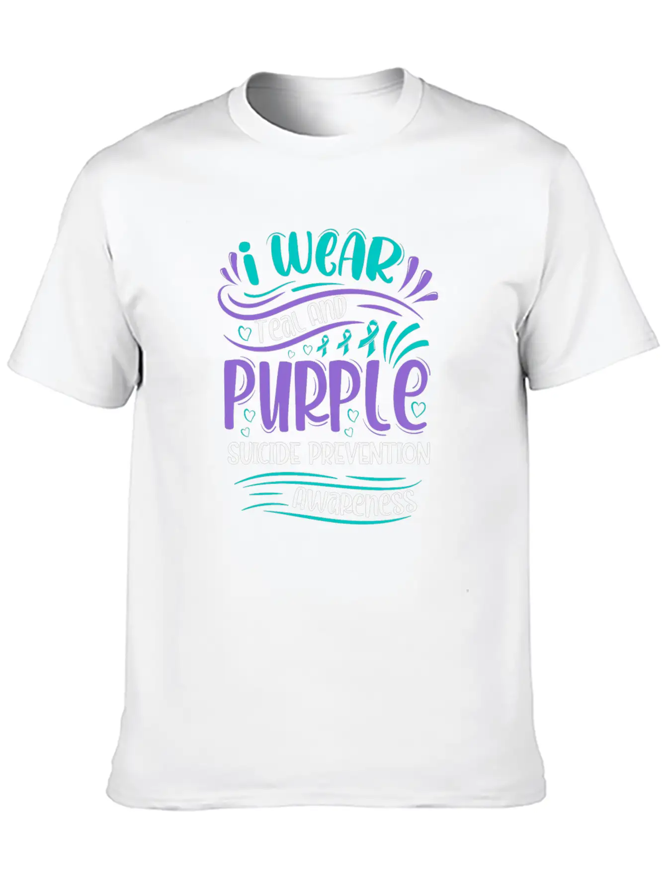 Wellness Collection - I Wear Purple & Teal Stylish Everyday T-Shirt – Unisex Basic Cotton Tee