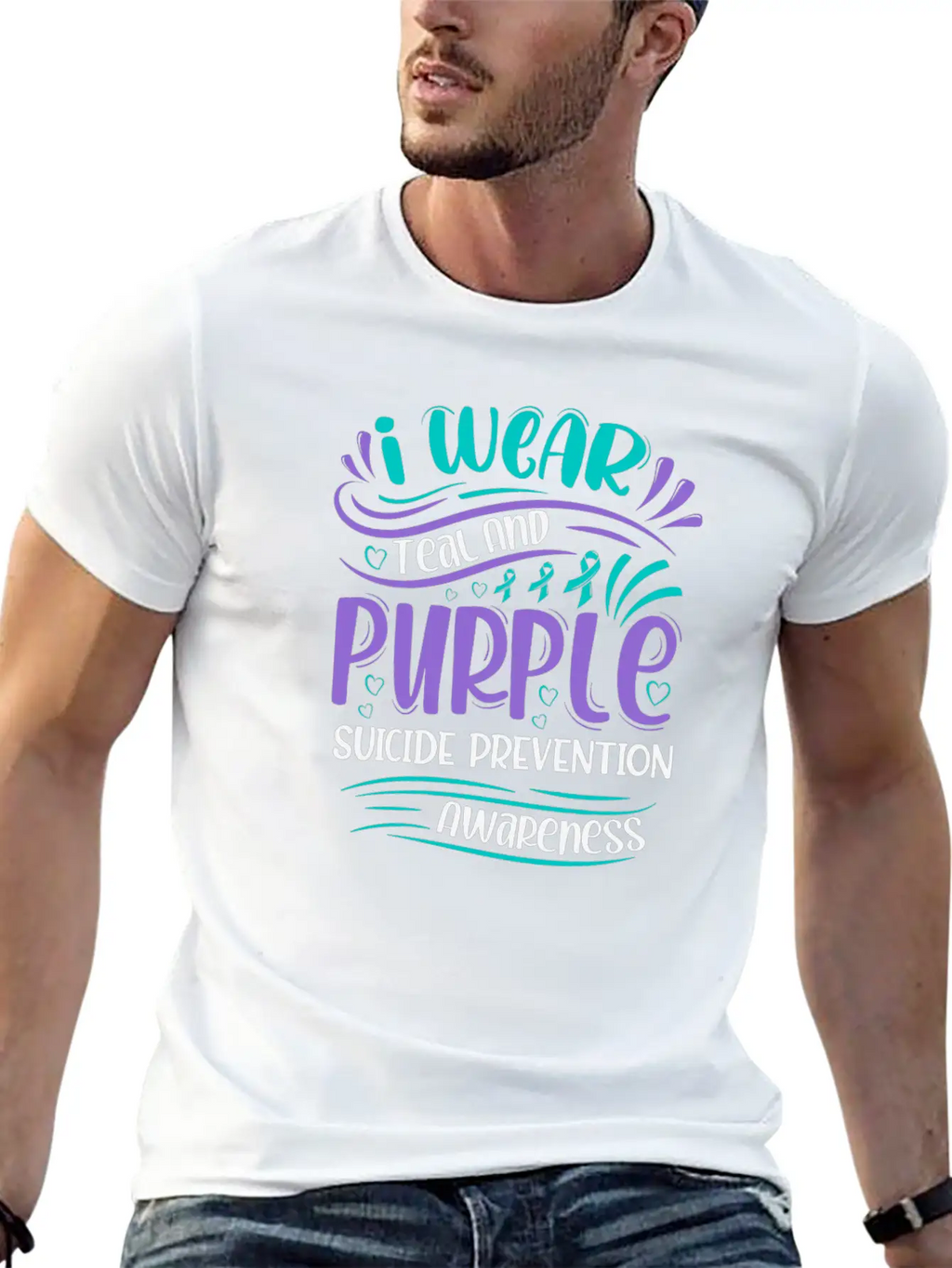 Wellness Collection - I Wear Purple & Teal Stylish Everyday T-Shirt – Unisex Basic Cotton Tee