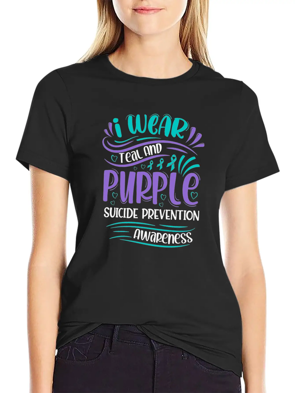 Wellness Collection - I Wear Purple & Teal Stylish Everyday T-Shirt – Unisex Basic Cotton Tee