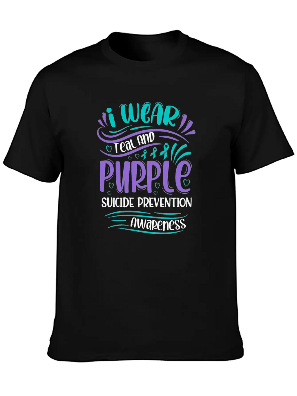 Wellness Collection - I Wear Purple & Teal Stylish Everyday T-Shirt – Unisex Basic Cotton Tee