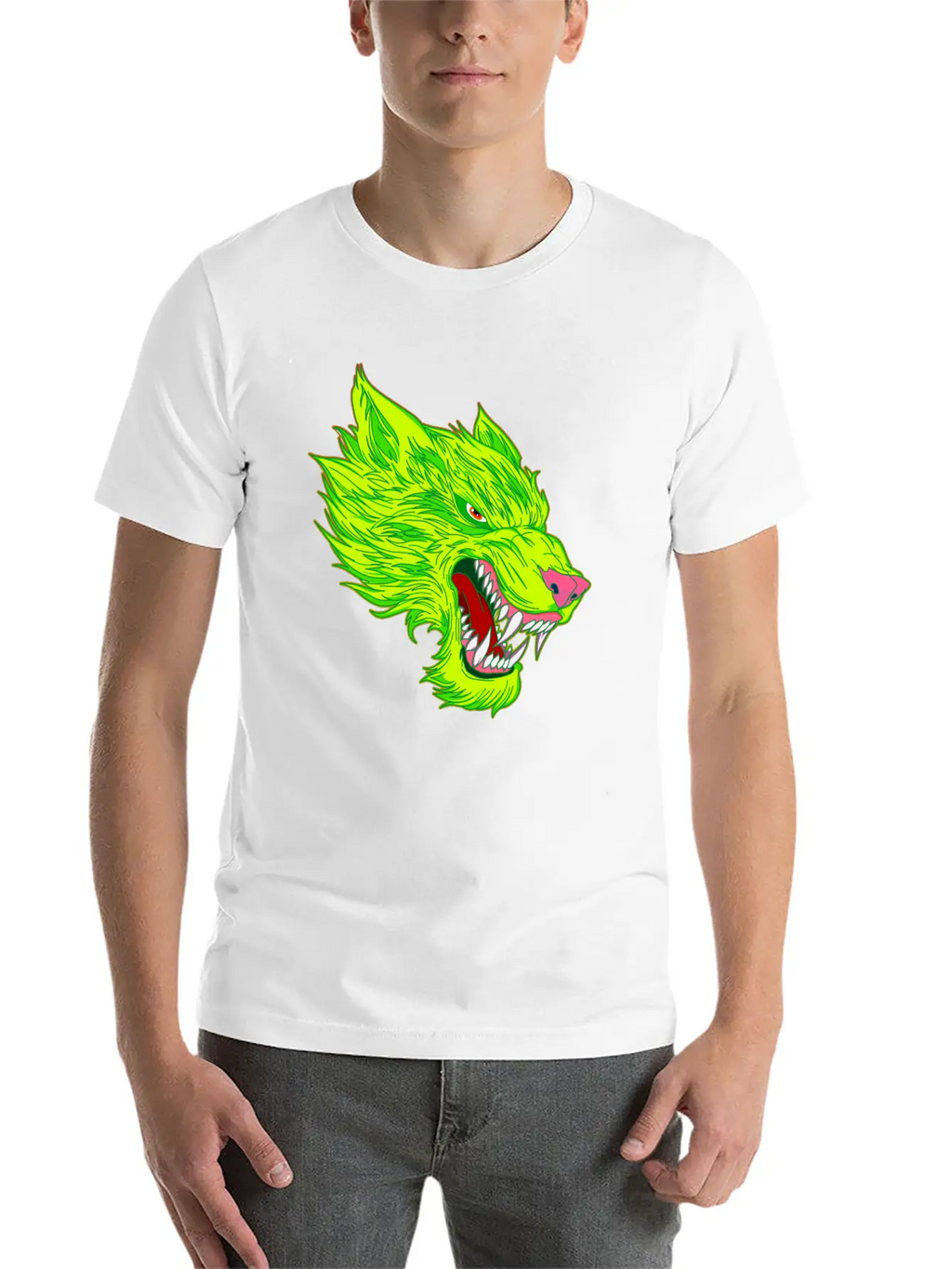 Werewolf Wolf Head Green Tattoo Graffiti Unisex Casual T-Shirt – Clean Design For Daily Comfort