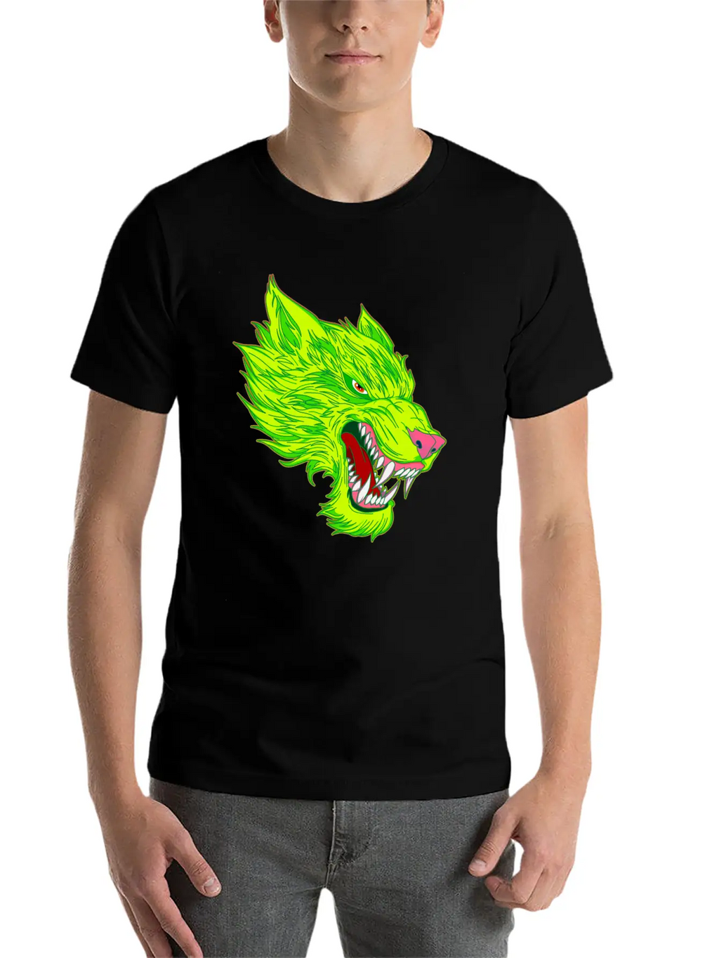 Werewolf Wolf Head Green Tattoo Graffiti Unisex Casual T-Shirt – Clean Design For Daily Comfort