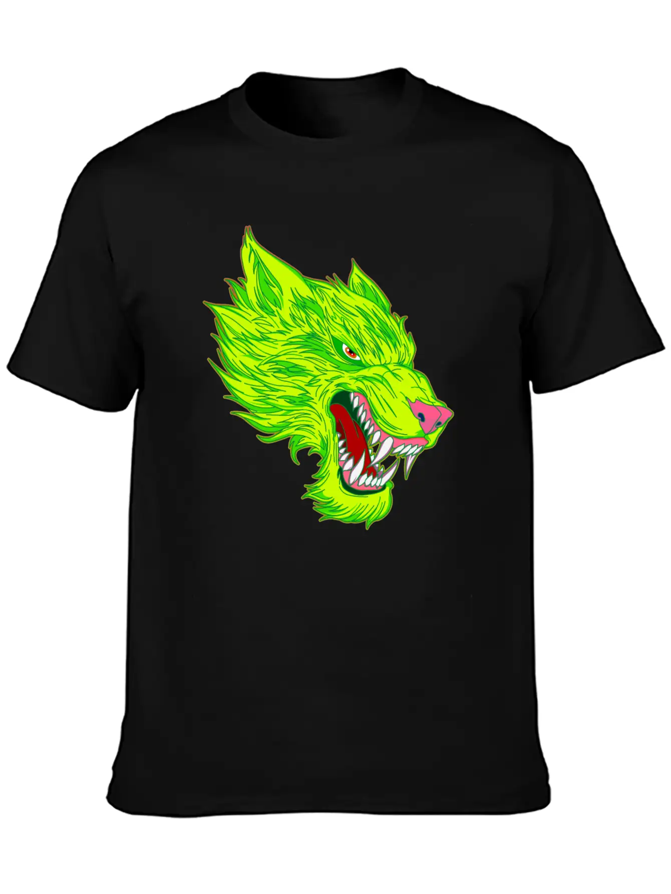 Werewolf Wolf Head Green Tattoo Graffiti Unisex Casual T-Shirt – Clean Design For Daily Comfort
