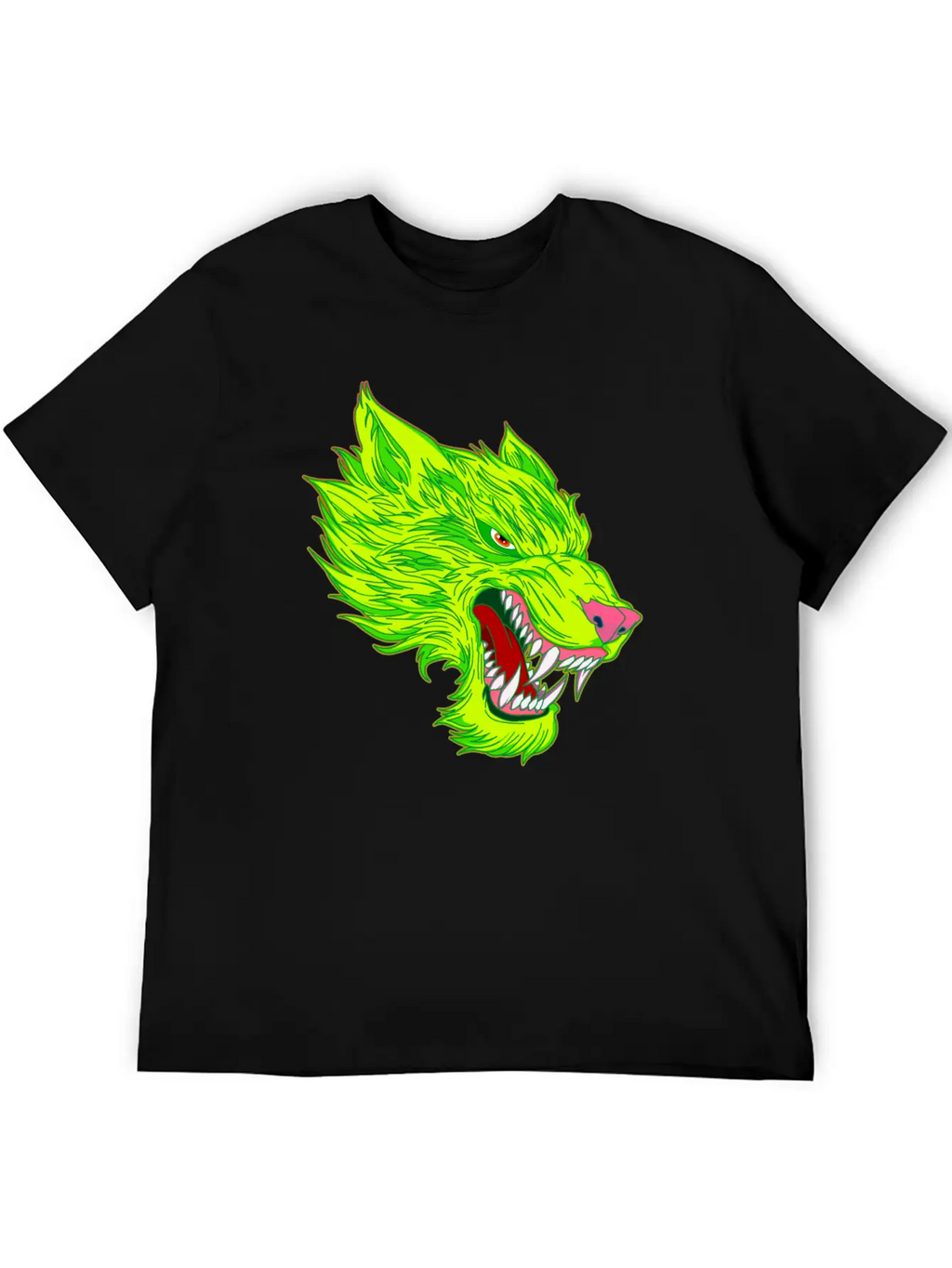 Werewolf Wolf Head Green Tattoo Graffiti Unisex Casual T-Shirt – Clean Design For Daily Comfort