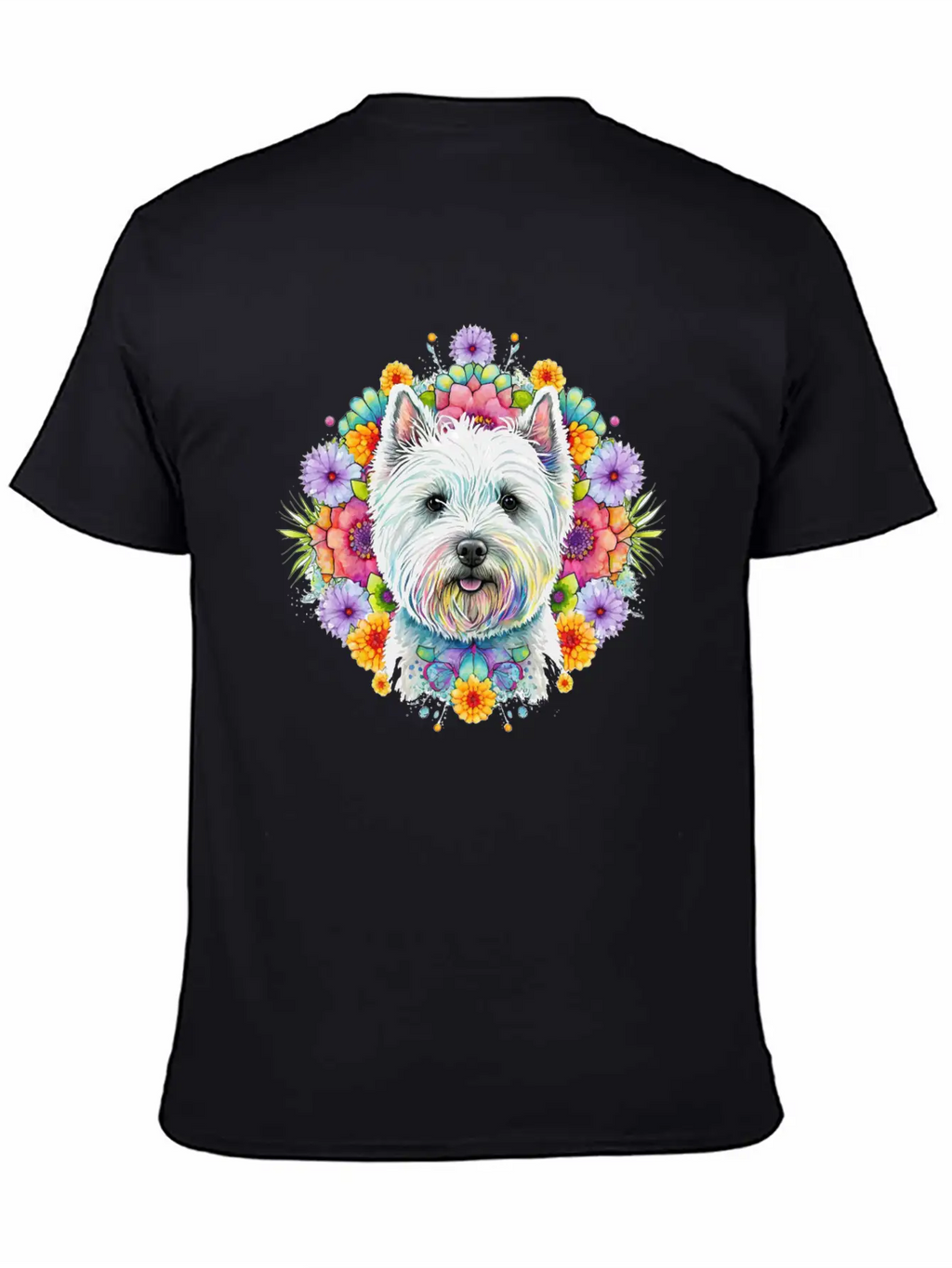 Westie Cute Face Floral Unisex Short Sleeve Soft Cotton T-Shirt – Casual Everyday Wear
