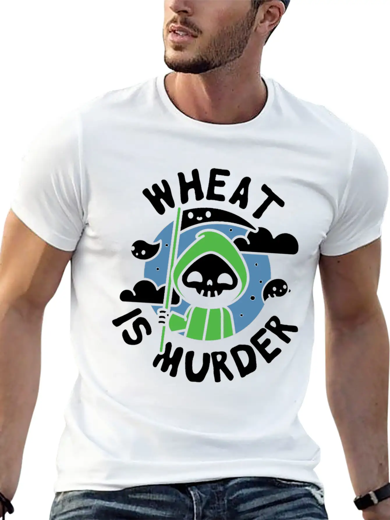 Wheat Is Murder Celiac Disease Awareness Month Breathable Soft Cotton T-Shirt – Timeless Casual Look