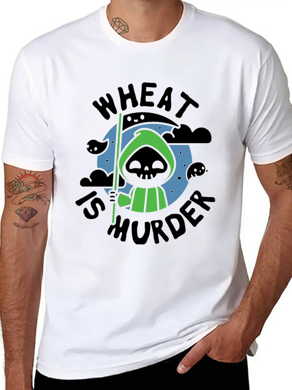 Wheat Is Murder Celiac Disease Awareness Month Breathable Soft Cotton T-Shirt – Timeless Casual Look