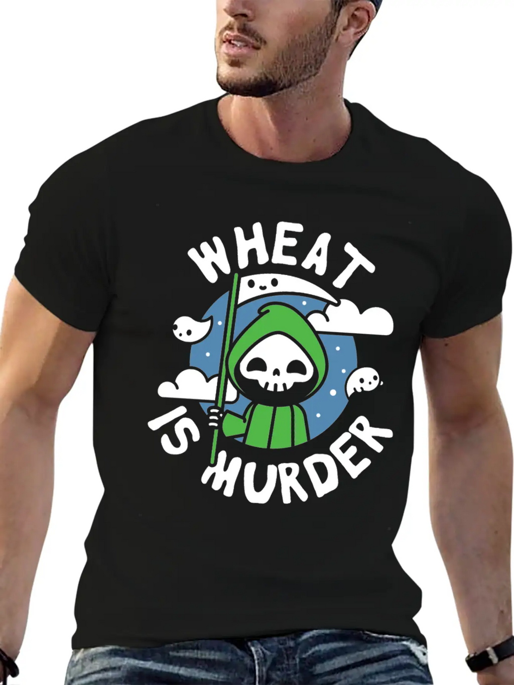 Wheat Is Murder Celiac Disease Awareness Month Breathable Soft Cotton T-Shirt – Timeless Casual Look