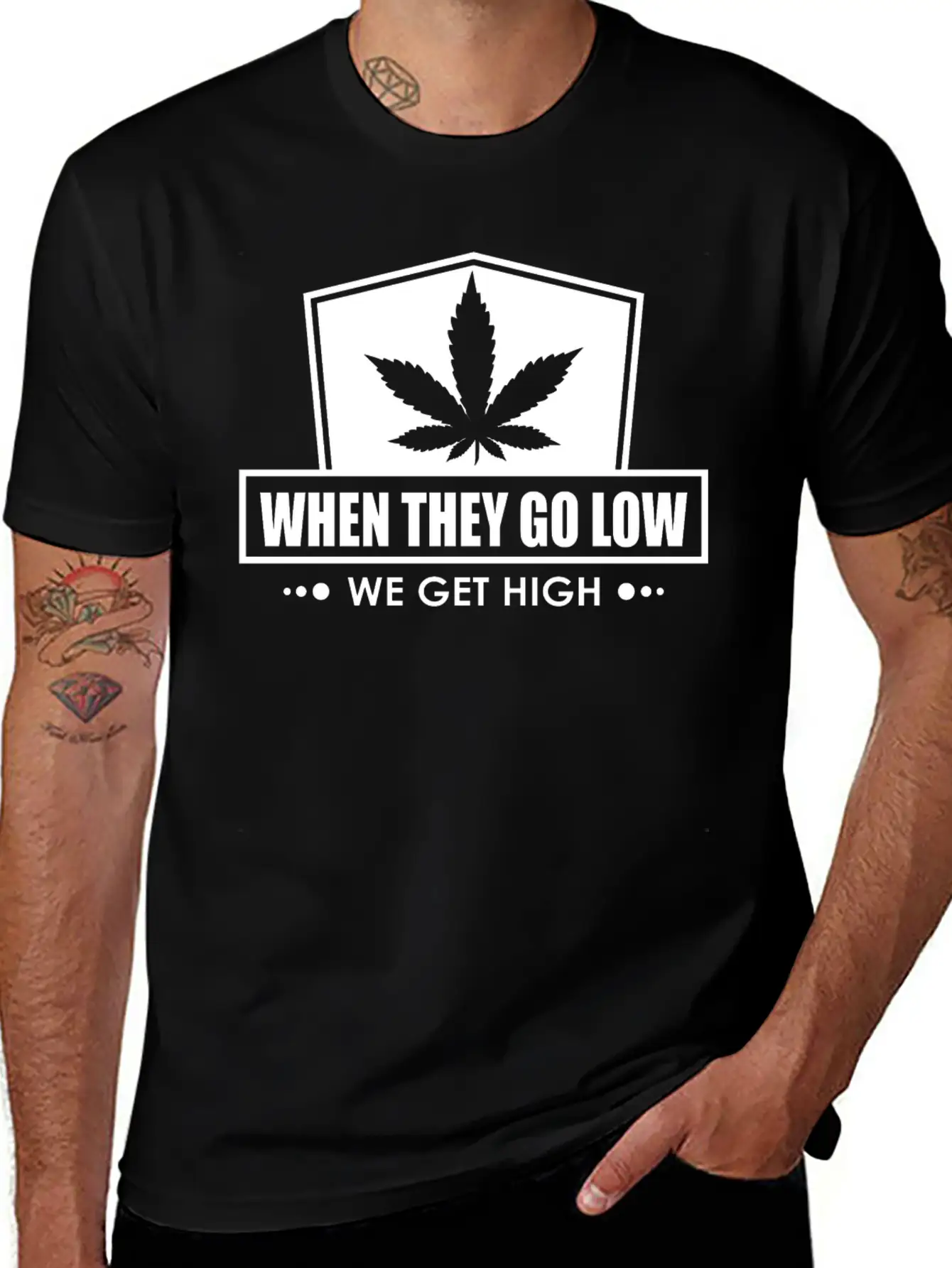 When They Go Low, We Get High (white Ink) Breathable Soft Cotton T-Shirt – Timeless Casual Look