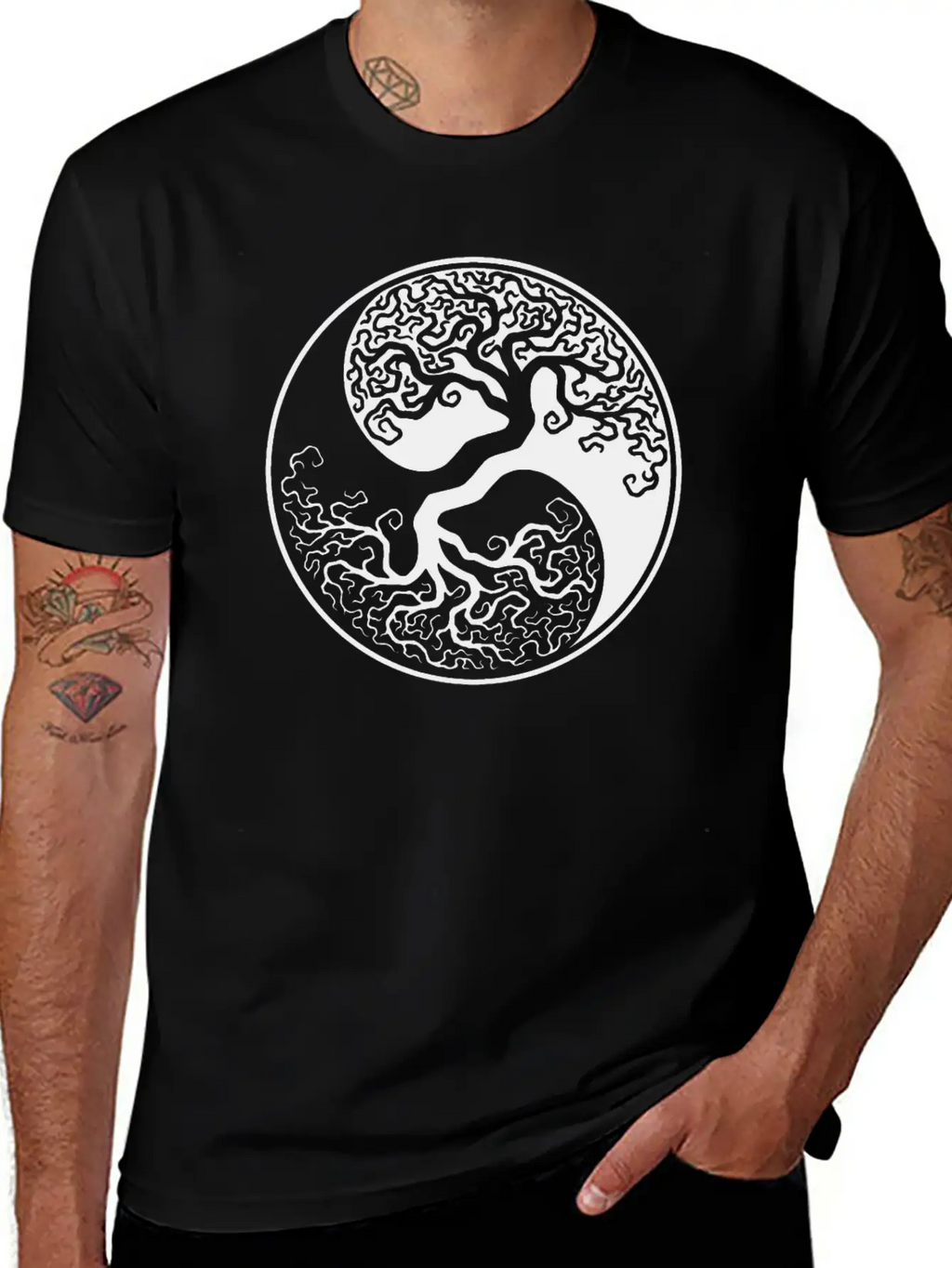 White And Black Tree Of Life Unisex Short Sleeve Soft Cotton T-Shirt – Casual Everyday Wear