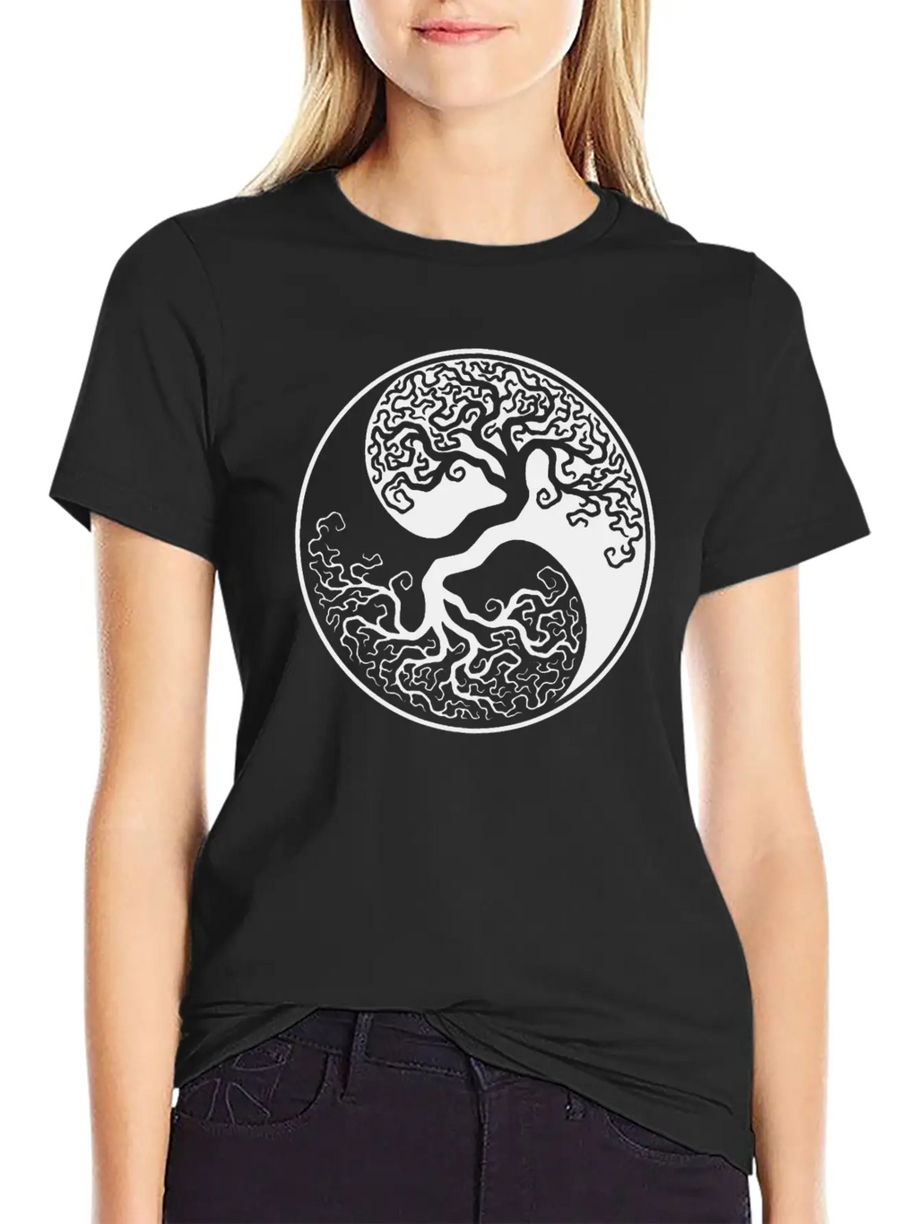 White And Black Tree Of Life Unisex Short Sleeve Soft Cotton T-Shirt – Casual Everyday Wear