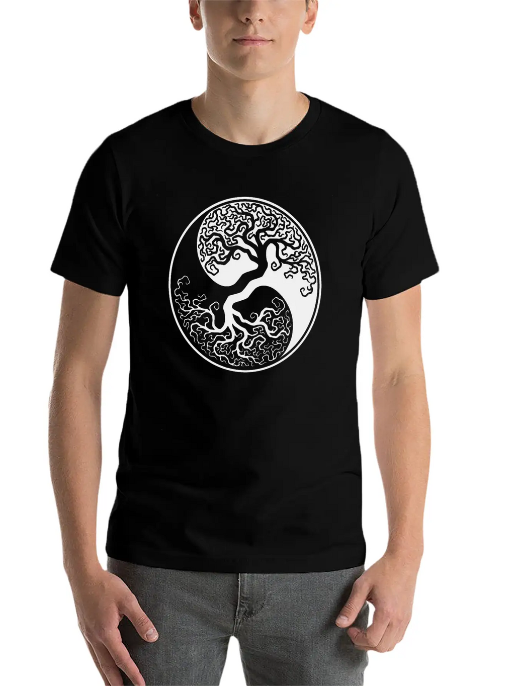 White And Black Tree Of Life Unisex Short Sleeve Soft Cotton T-Shirt – Casual Everyday Wear