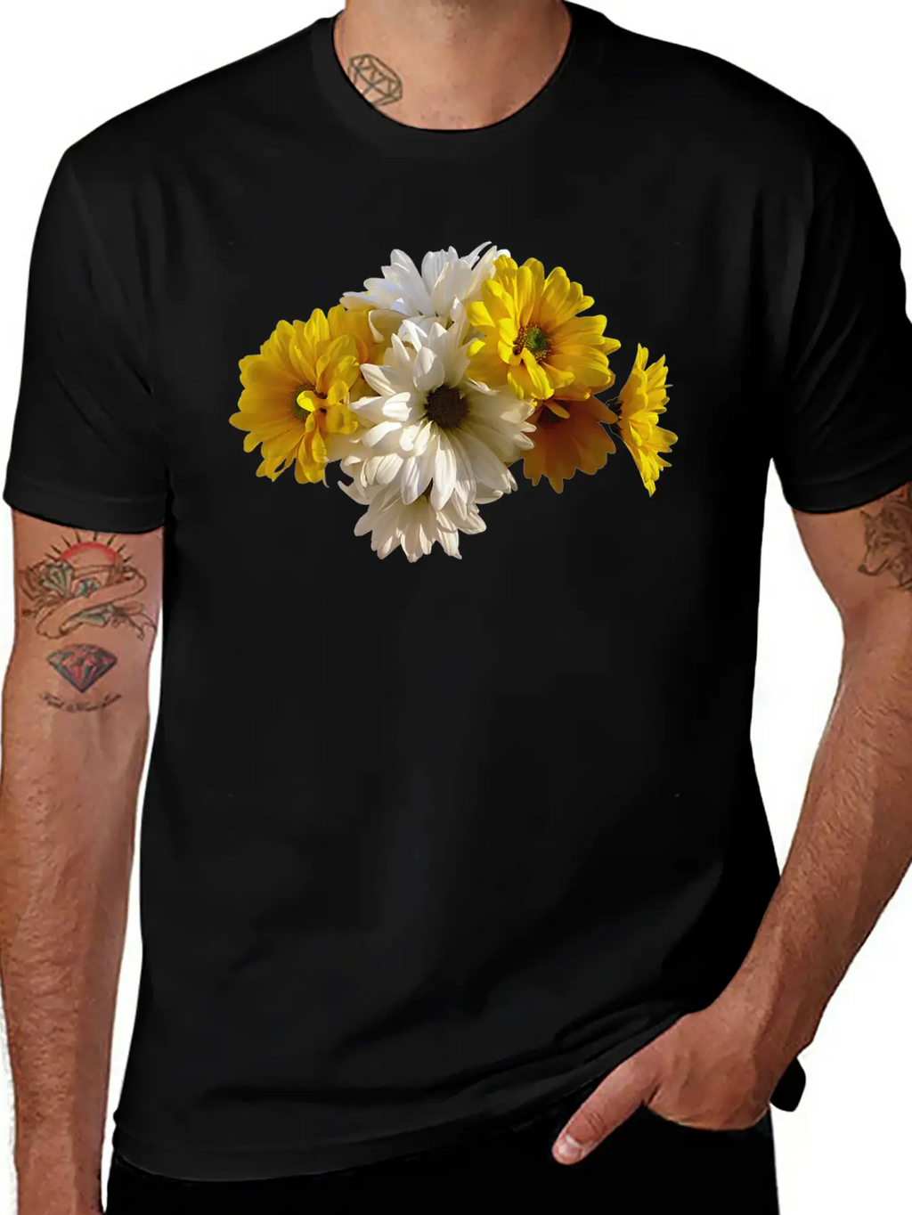 White And Yellow Daisies Unisex Short Sleeve Soft Cotton T-Shirt – Casual Everyday Wear