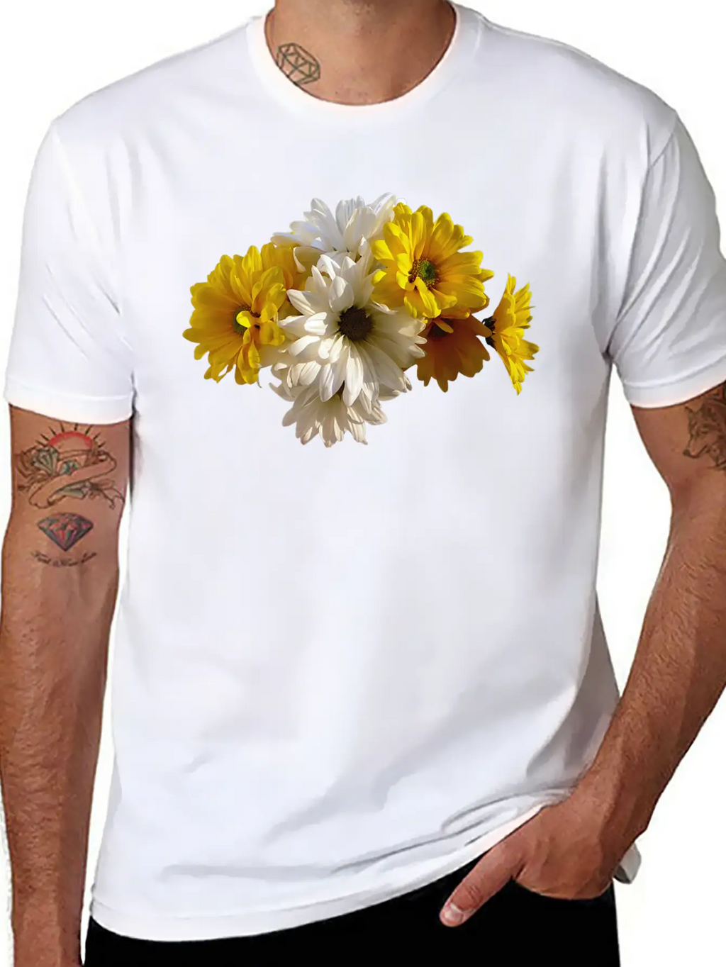 White And Yellow Daisies Unisex Short Sleeve Soft Cotton T-Shirt – Casual Everyday Wear
