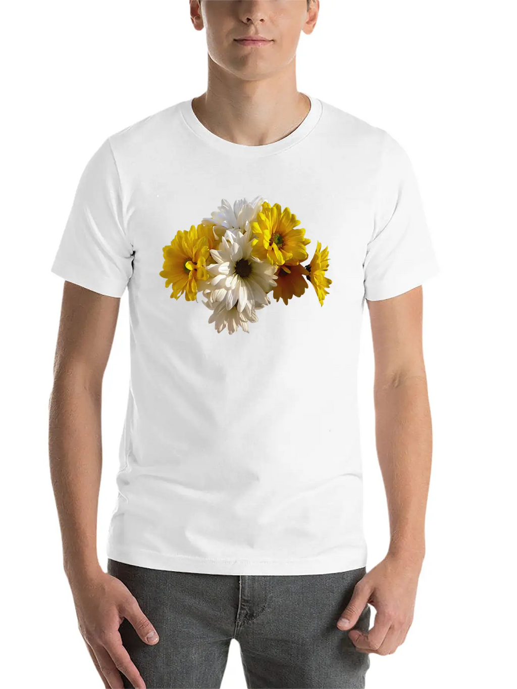 White And Yellow Daisies Unisex Short Sleeve Soft Cotton T-Shirt – Casual Everyday Wear