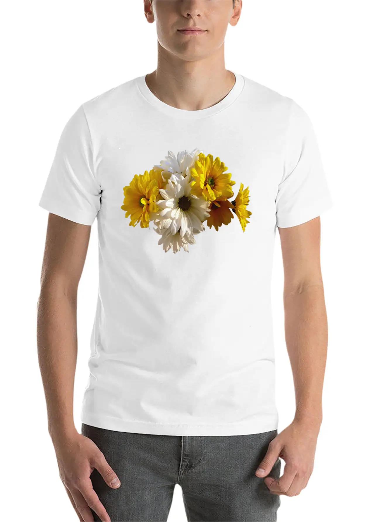 White And Yellow Daisies Unisex Short Sleeve Soft Cotton T-Shirt – Casual Everyday Wear