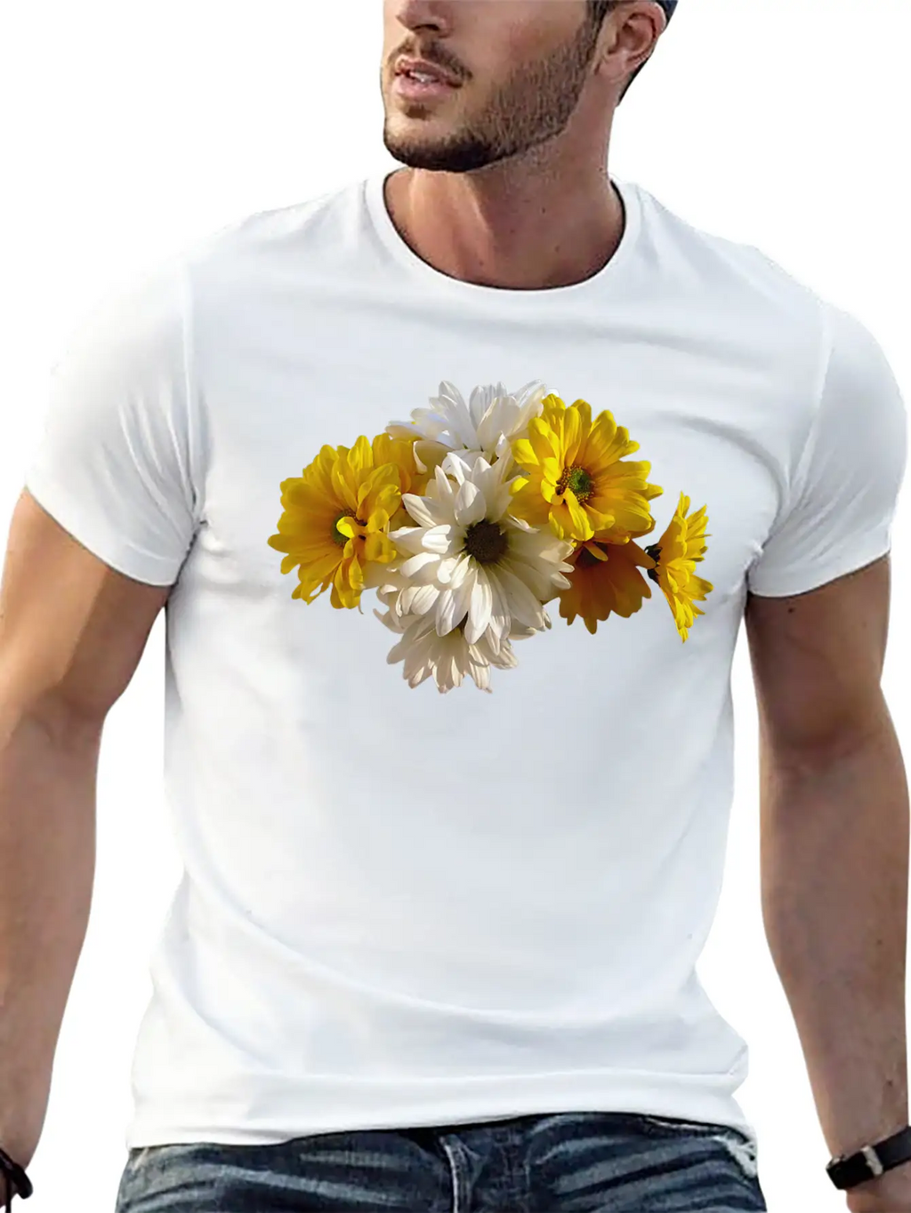 White And Yellow Daisies Unisex Short Sleeve Soft Cotton T-Shirt – Casual Everyday Wear