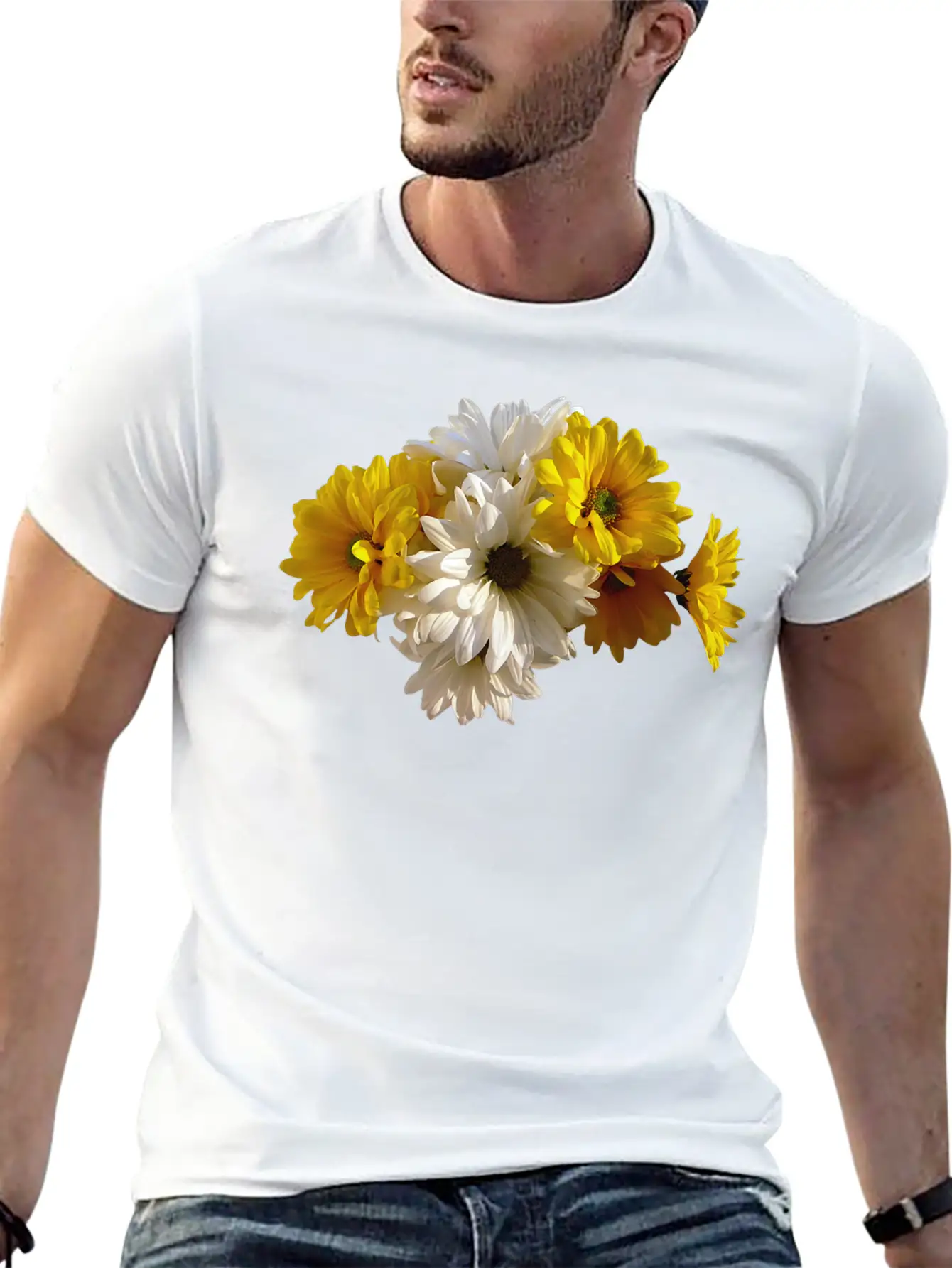 White And Yellow Daisies Unisex Short Sleeve Soft Cotton T-Shirt – Casual Everyday Wear