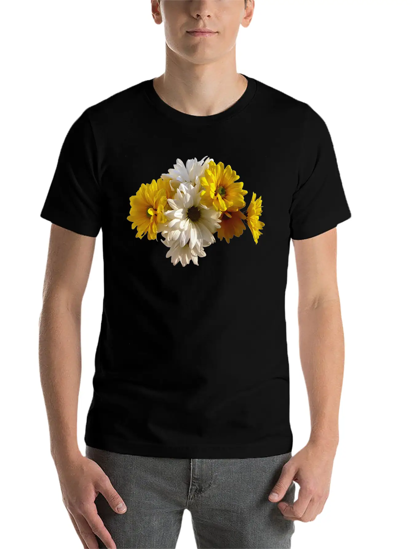 White And Yellow Daisies Unisex Short Sleeve Soft Cotton T-Shirt – Casual Everyday Wear