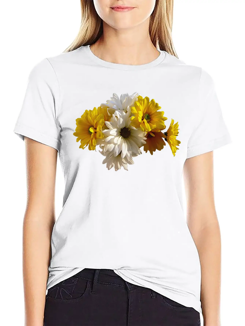 White And Yellow Daisies Unisex Short Sleeve Soft Cotton T-Shirt – Casual Everyday Wear