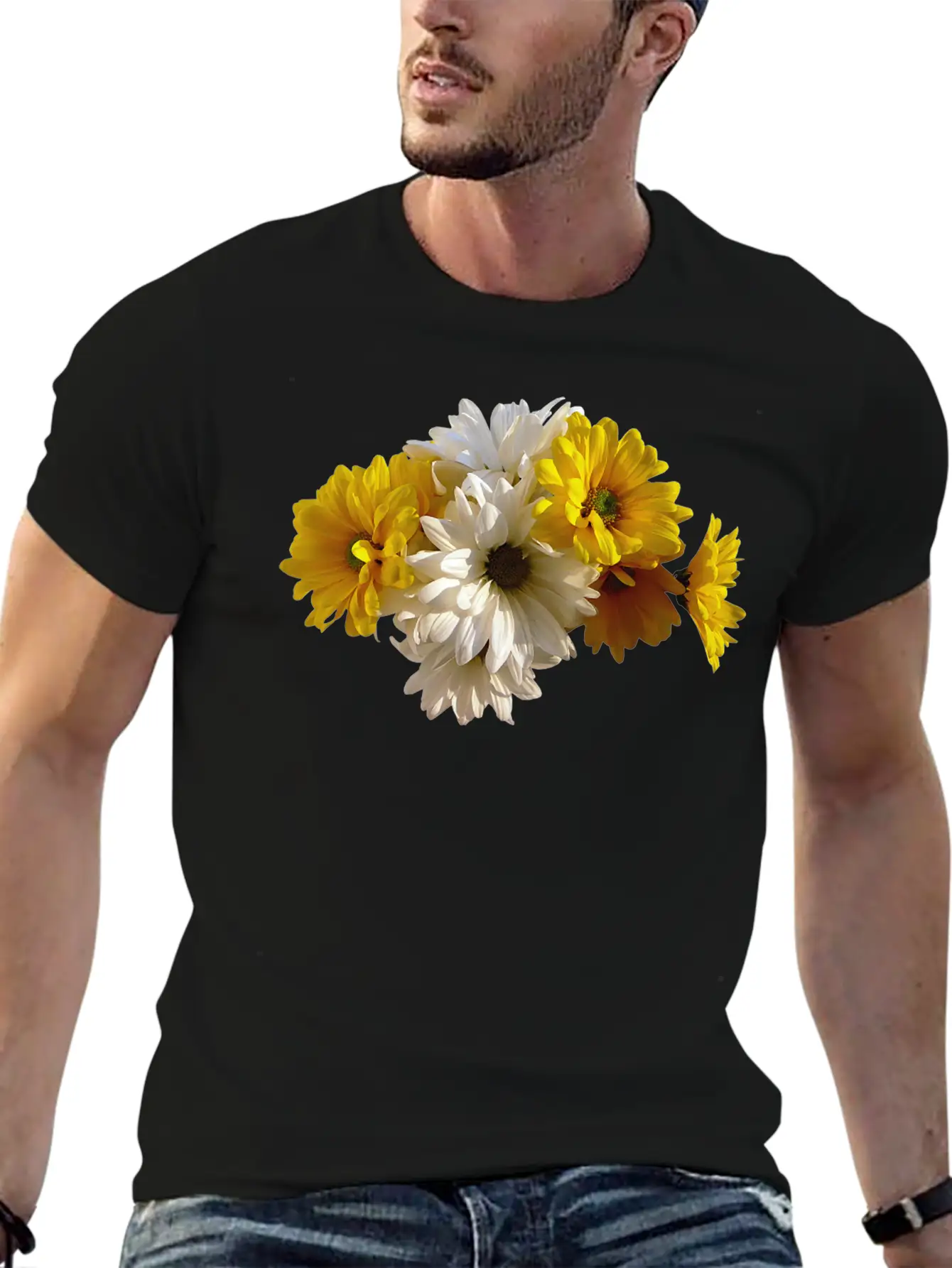 White And Yellow Daisies Unisex Short Sleeve Soft Cotton T-Shirt – Casual Everyday Wear